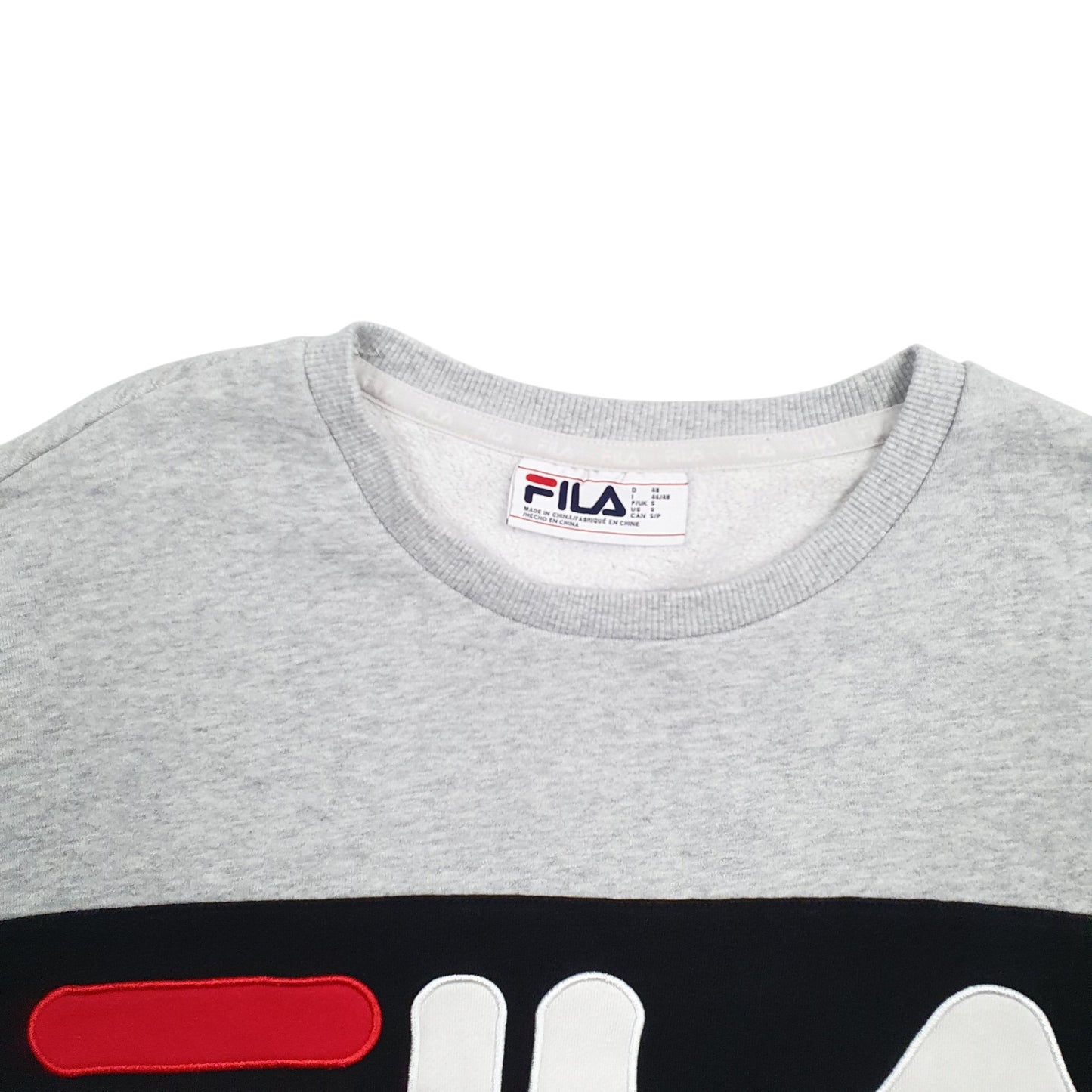 Mens Grey Fila Spellout Crewneck Jumper