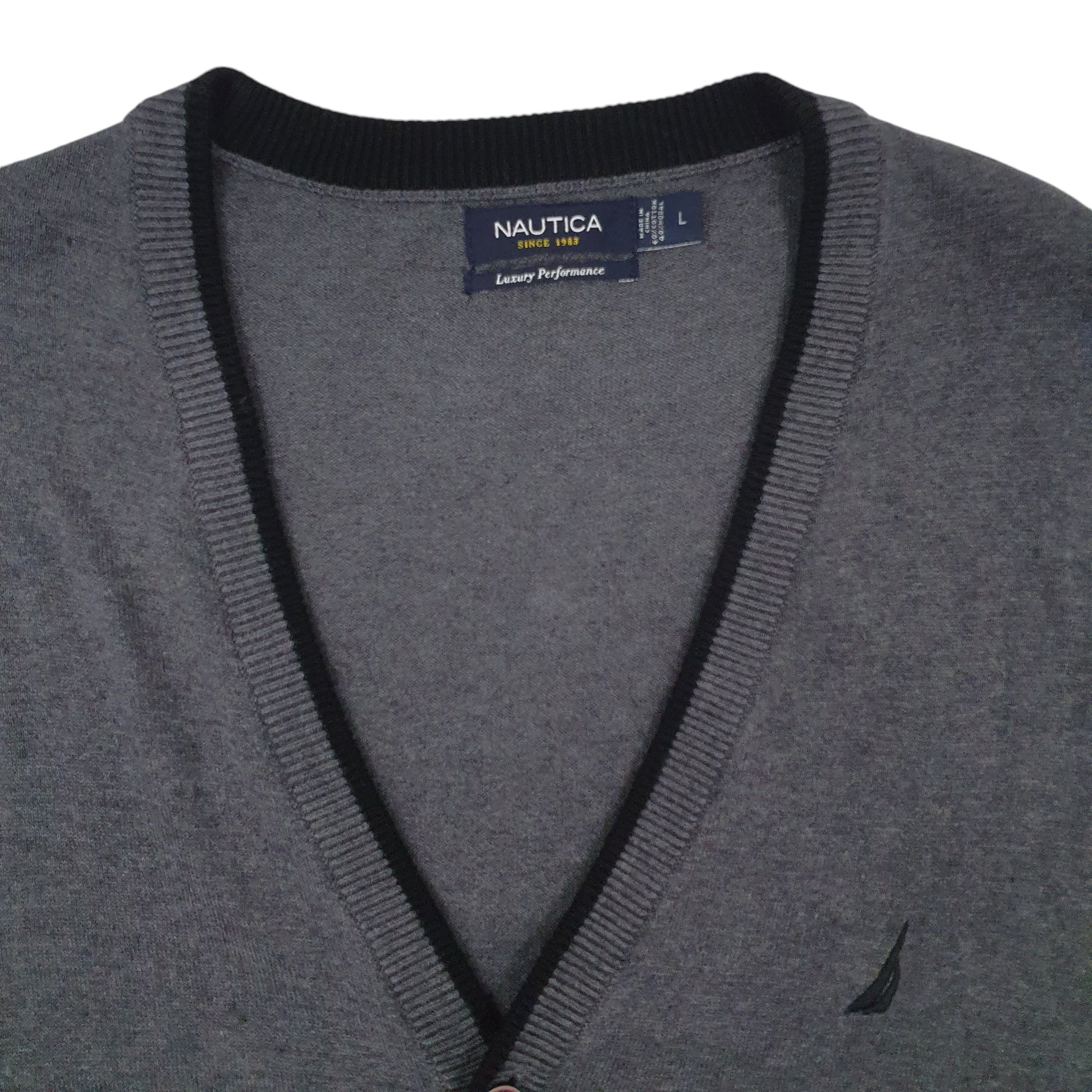 Mens Grey Nautica Luxury Performance Cardigan Jumper