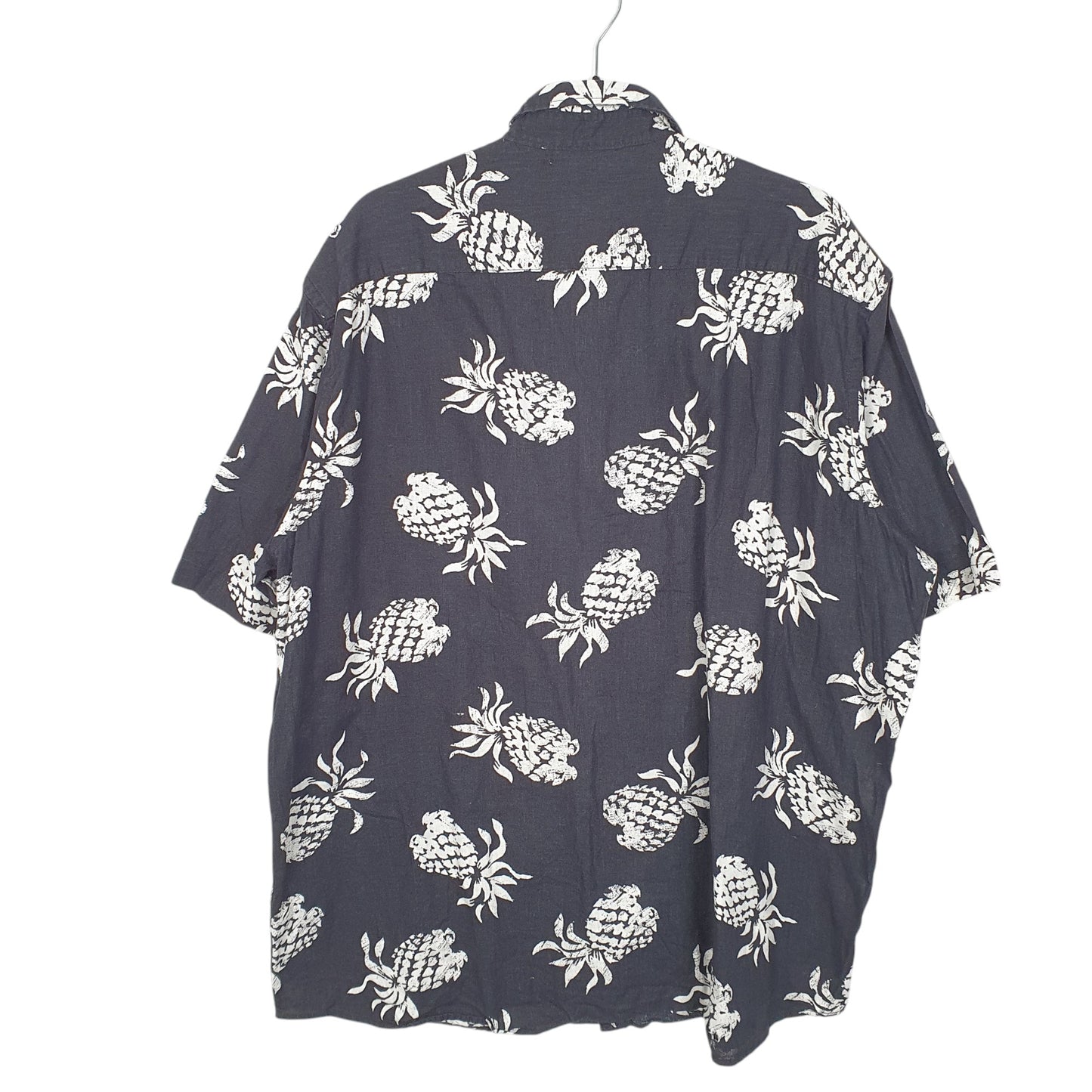 Mens Black H&M Hawaiian Pineapples Blend Short Sleeve Shirt