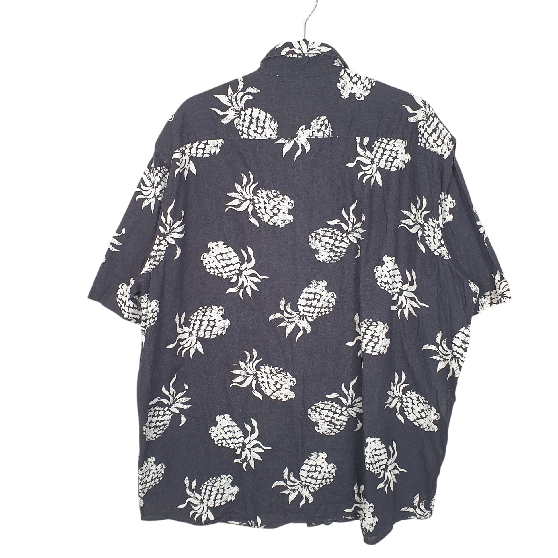 Mens Black H&M Hawaiian Pineapples Blend Short Sleeve Shirt