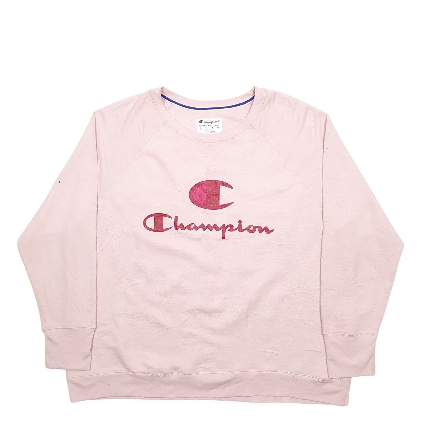 Womens Pink Champion Spellout Crewneck Jumper