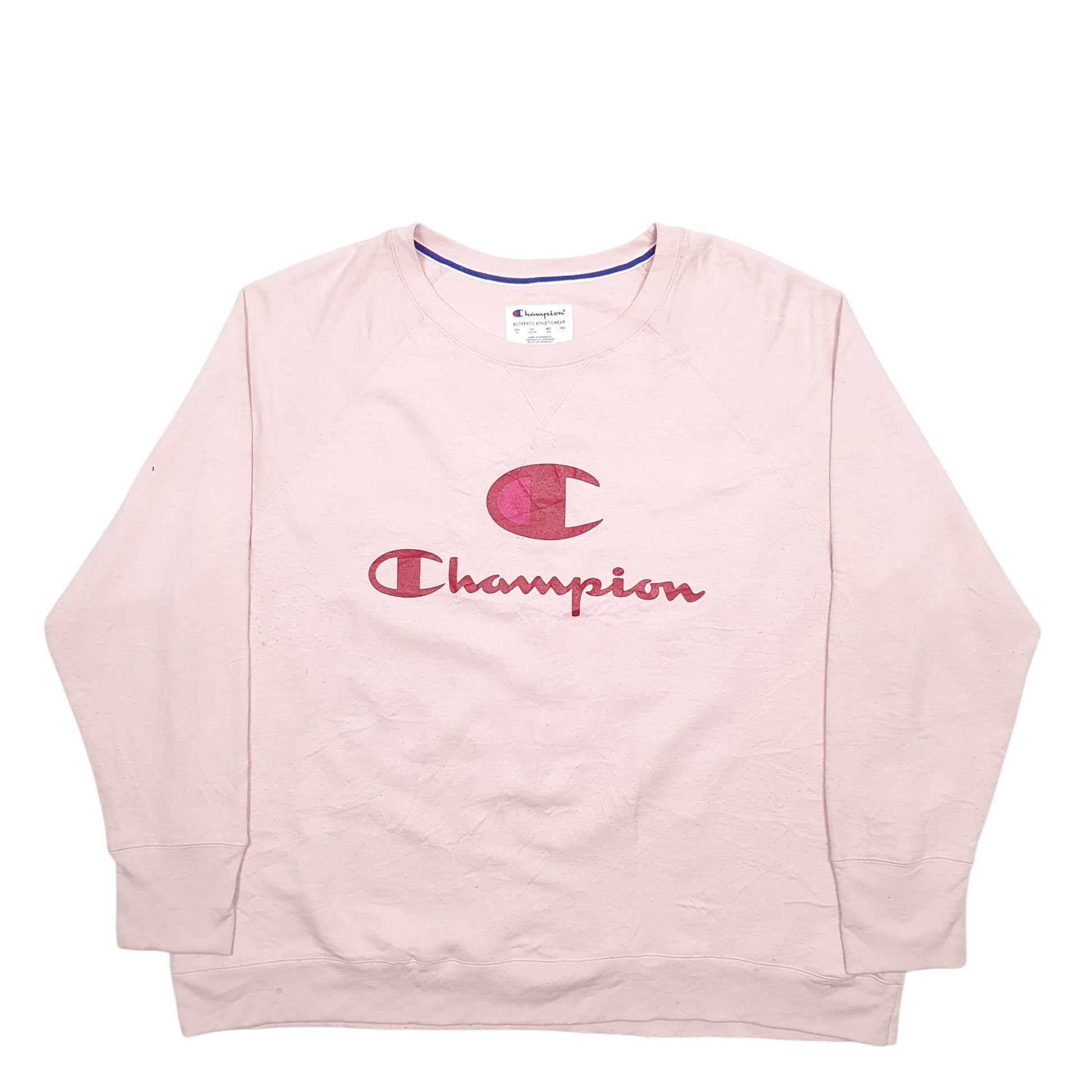 Womens Pink Champion Spellout Crewneck Jumper