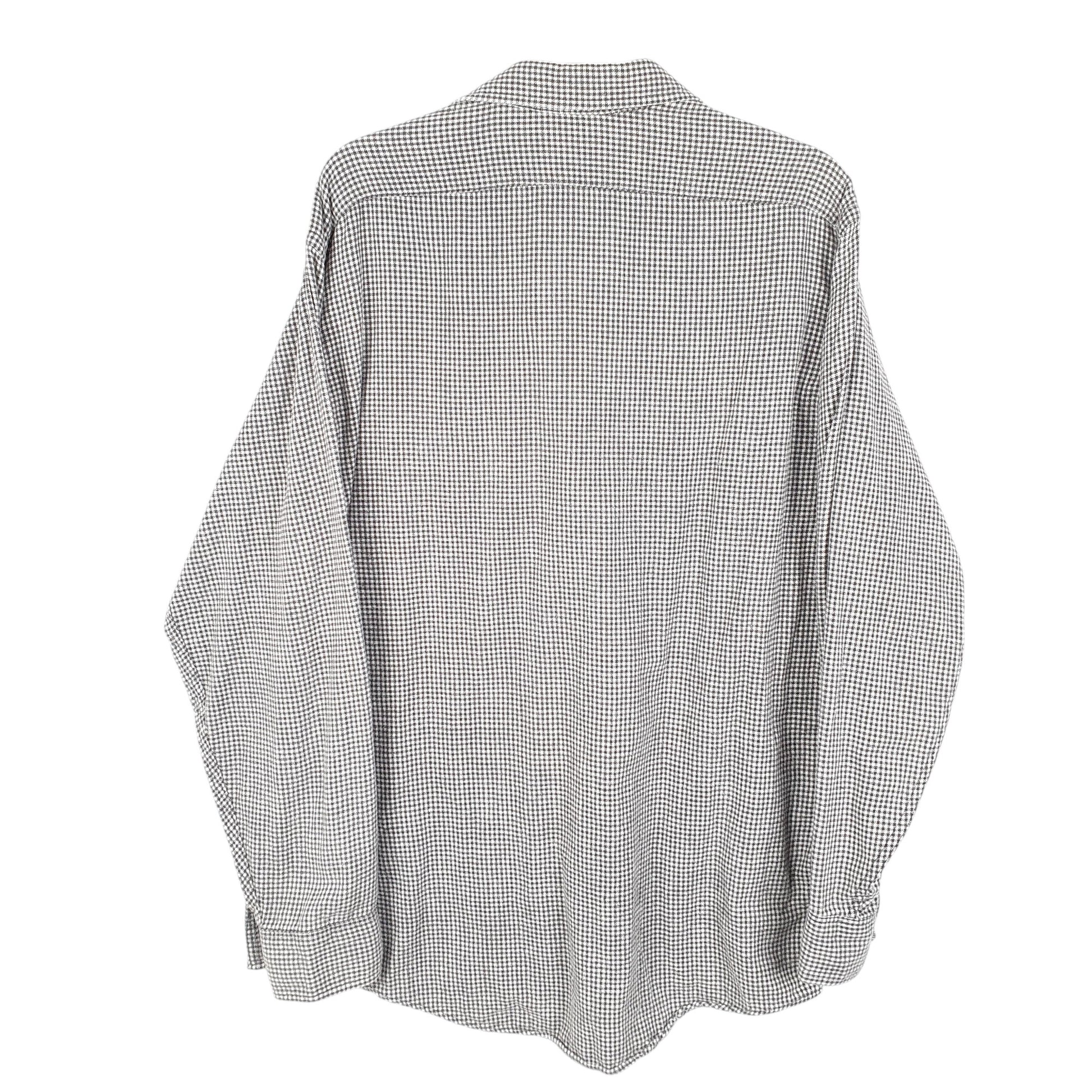 Mens White L.L.Bean Vintage Made In USA Houndstooth Overshirt Long Sleeve Shirt