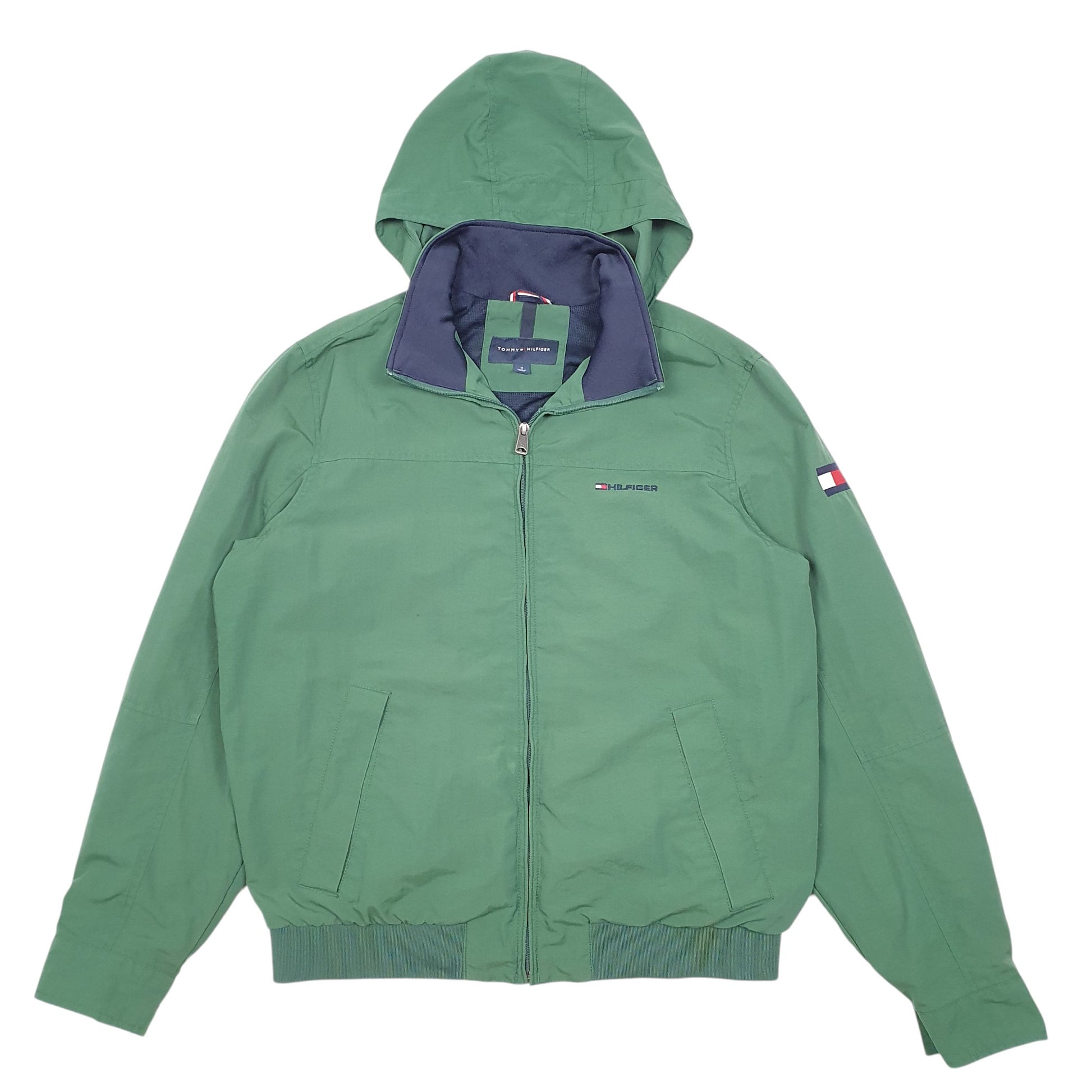 Mens Green Brian Liff Hooded Windbreaker  Coat