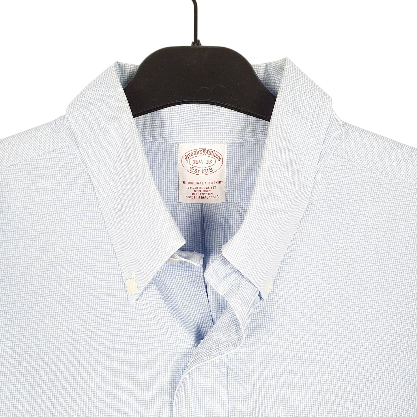 Mens Blue Brooks Brothers Houndstooth Long Sleeve Shirt
