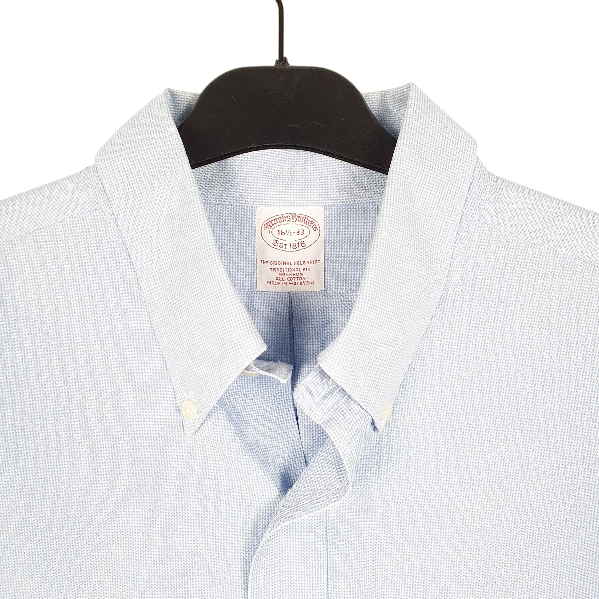Mens Blue Brooks Brothers Houndstooth Long Sleeve Shirt