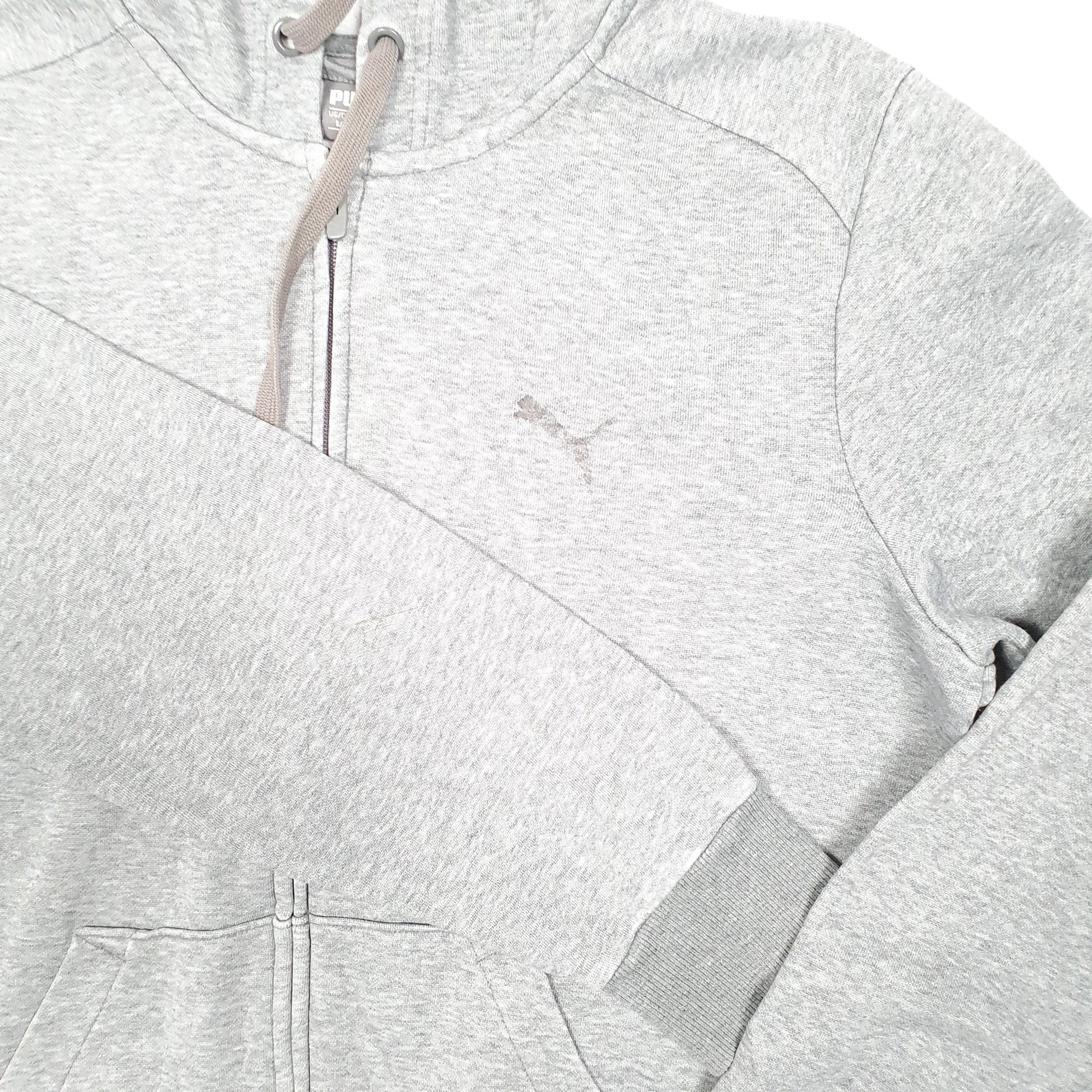 Mens Grey Puma Hoodie Full Zip Jumper