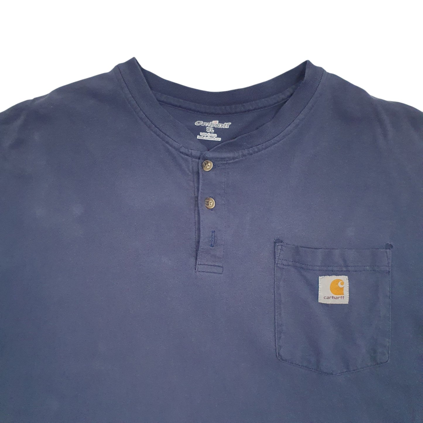 Mens Navy Carhartt Henley Long Sleeve T Shirt