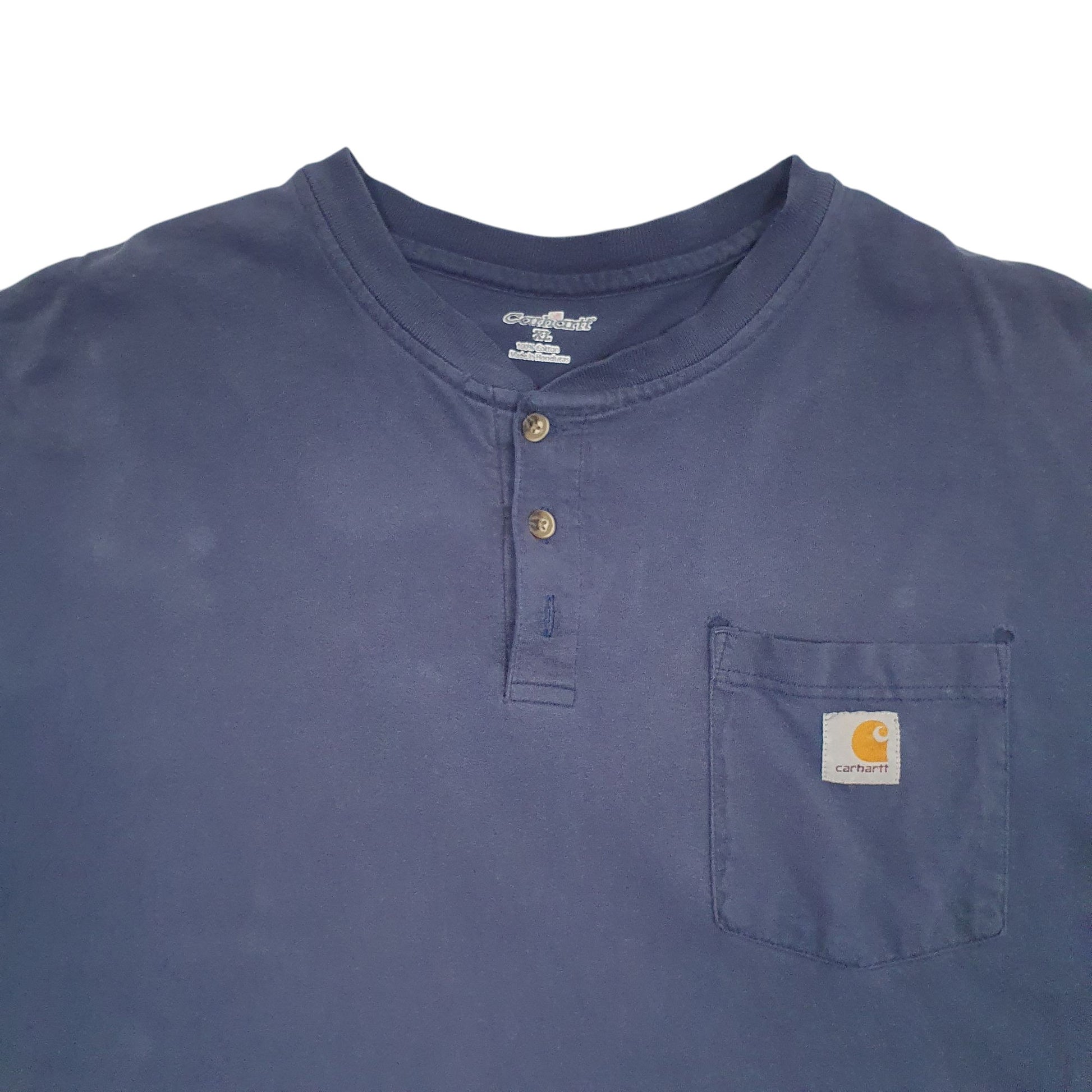 Mens Navy Carhartt Henley Long Sleeve T Shirt