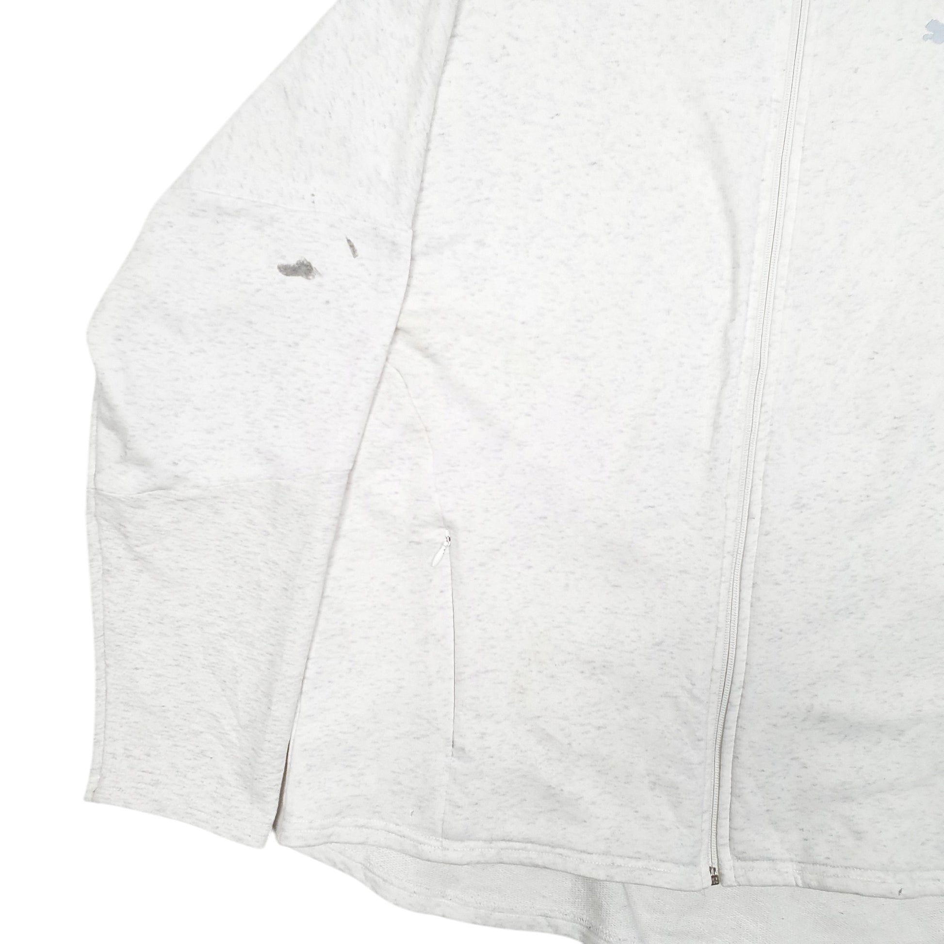 Womens Grey Puma Hoodie Workout Gym Running Full Zip Jumper