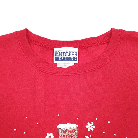 Mens Red Endless Designs Festive Birdhouse Winter Birds Crewneck Jumper