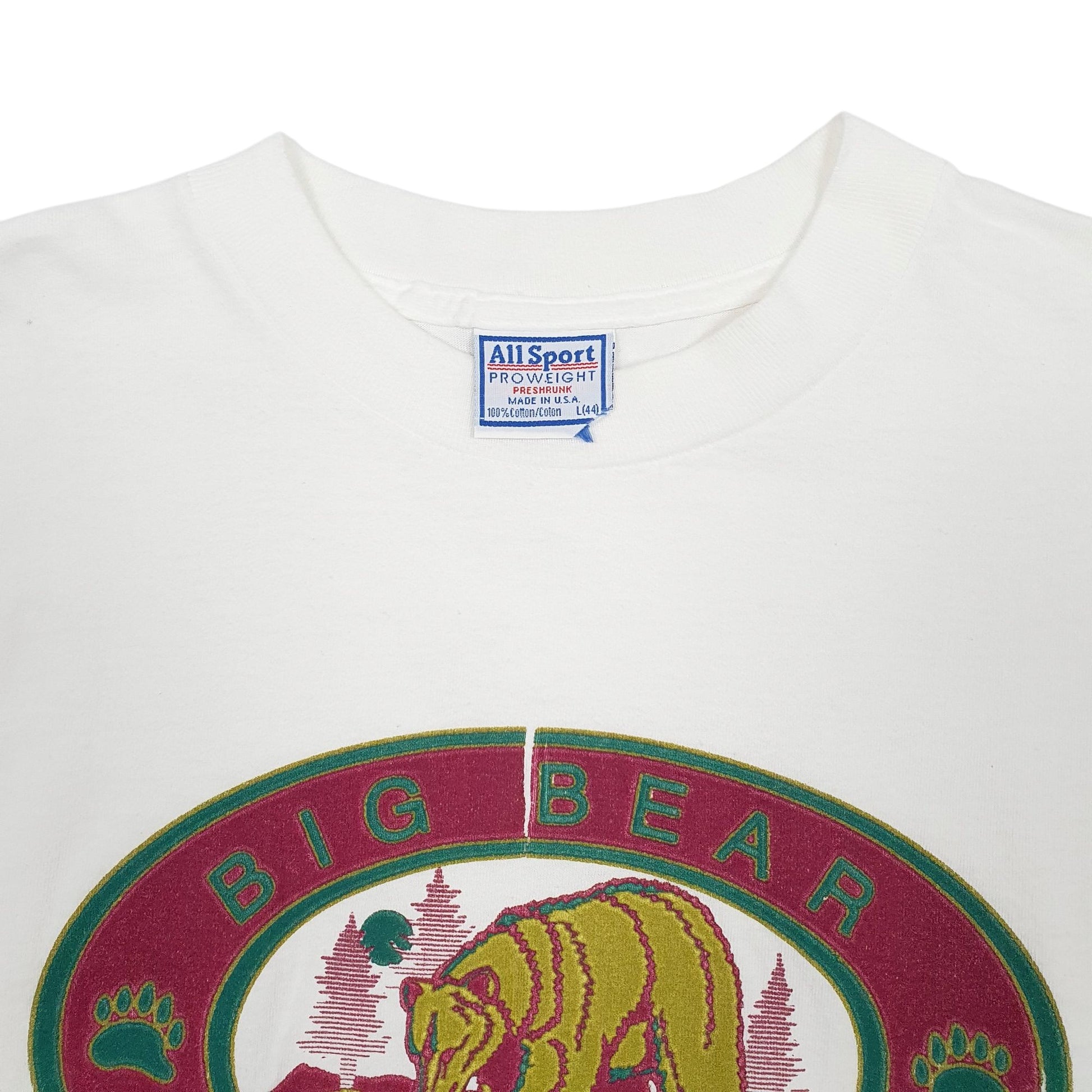 Mens White All Sport Single Stitch Vintage 90s Short Sleeve T Shirt