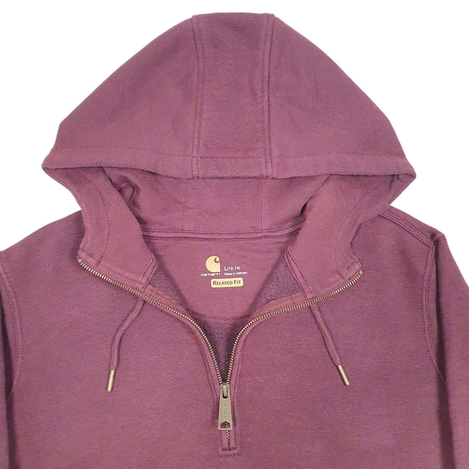 Womens Burgundy Carhartt Workwear Quarter Zip Hoodie Jumper