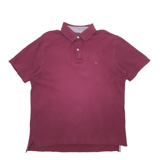 Mens Burgundy Tommy Hilfiger  Short Sleeve Polo Shirt