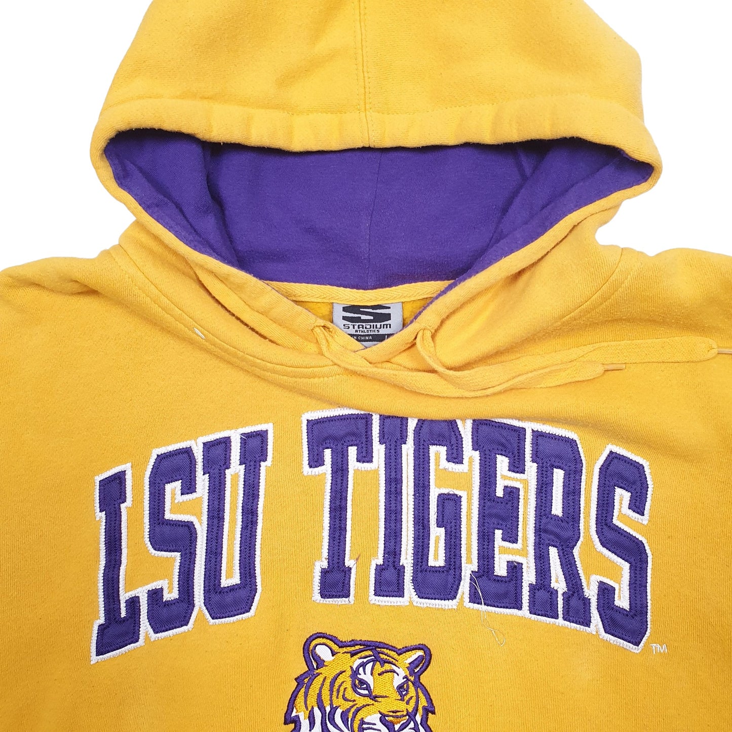 Mens Yellow Stadium LSU Tigers Sports Spellout USA College Hoodie Jumper