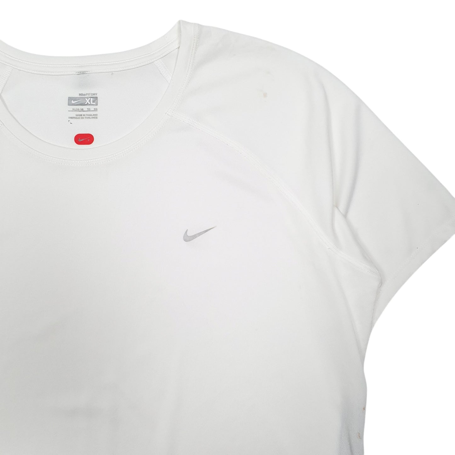 Womens White Nike Active Fit Dry Gym Workout Running Short Sleeve T Shirt