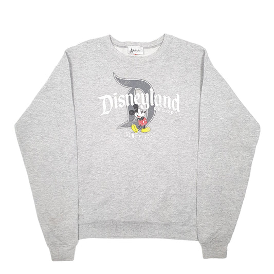 Mens Grey Hanes Disneyland Disney Mickey Mouse Crewneck Jumper