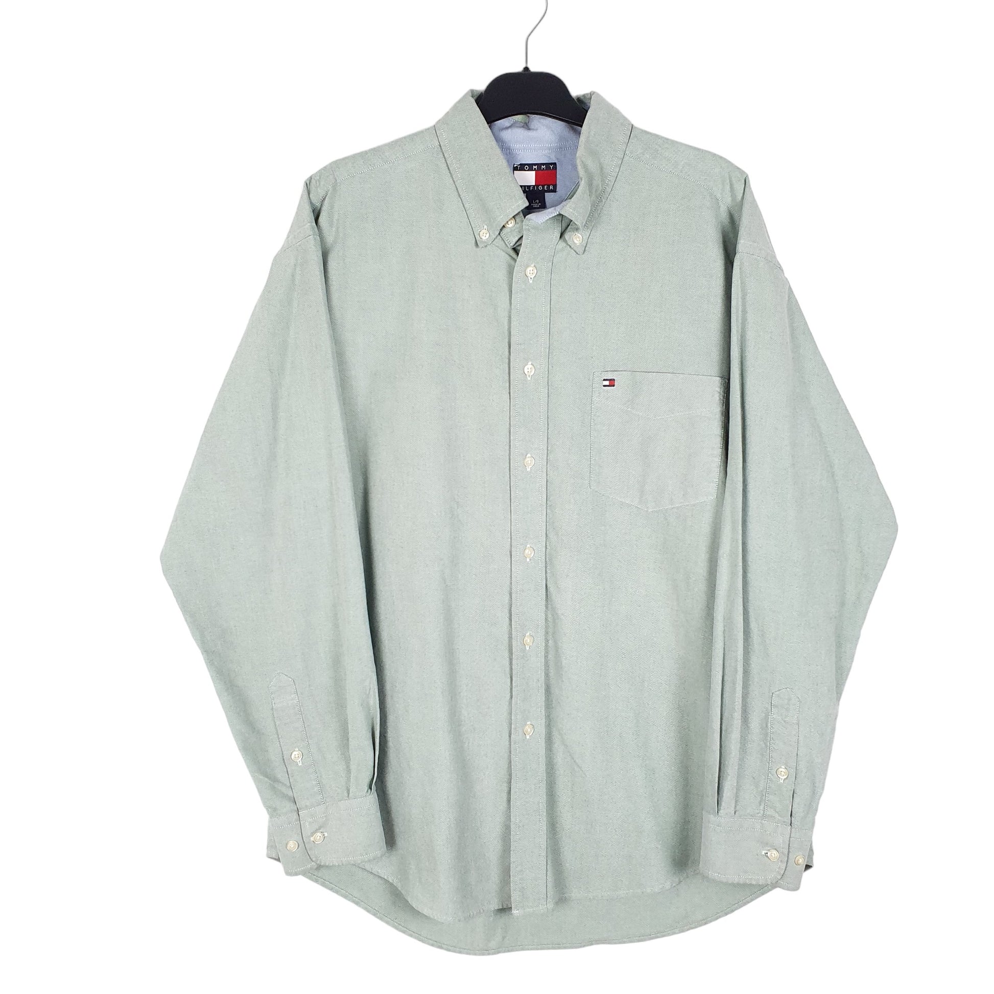 Mens Green Tommy Hilfiger Oxford Long Sleeve Shirt