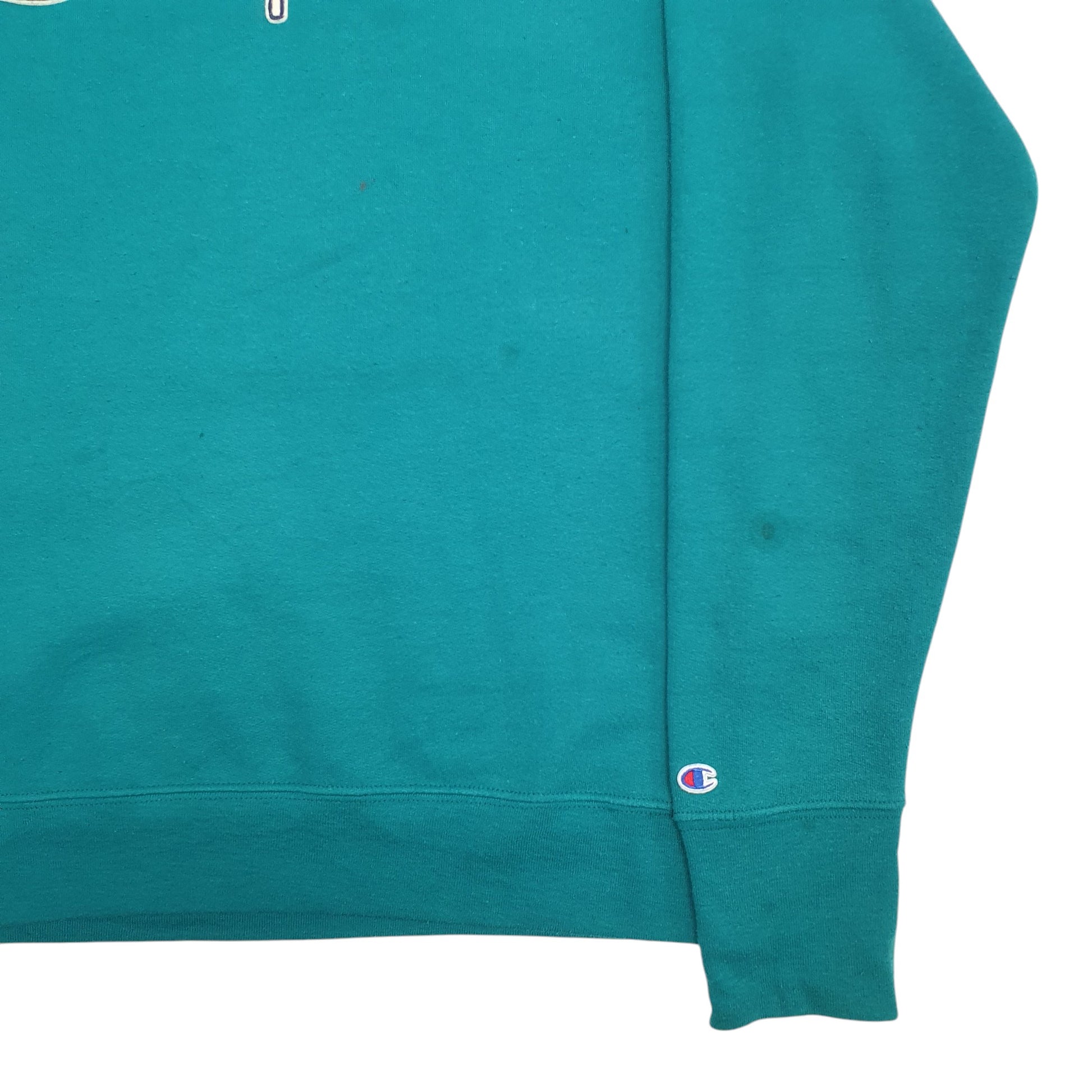 Womens Green Champion Spellout Crewneck Jumper