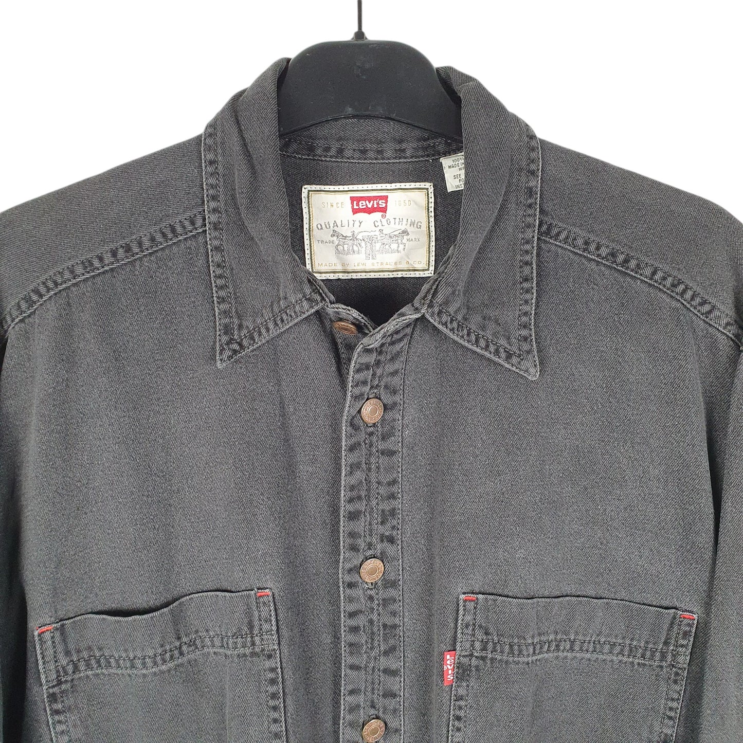 Mens Black Levis Denim Jeans Vintage Overshirt Long Sleeve Shirt