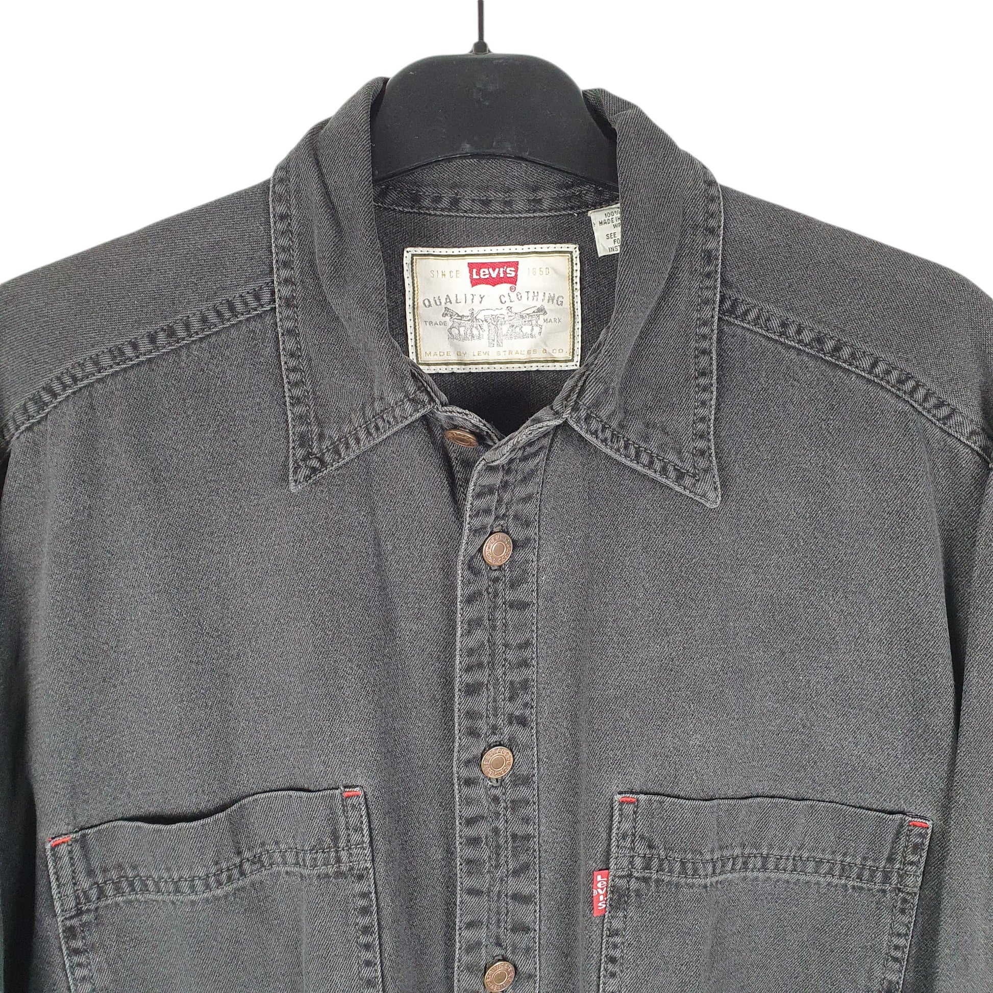 Mens Black Levis Denim Jeans Vintage Overshirt Long Sleeve Shirt