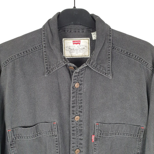 Mens Black Levis Denim Jeans Vintage Overshirt Long Sleeve Shirt