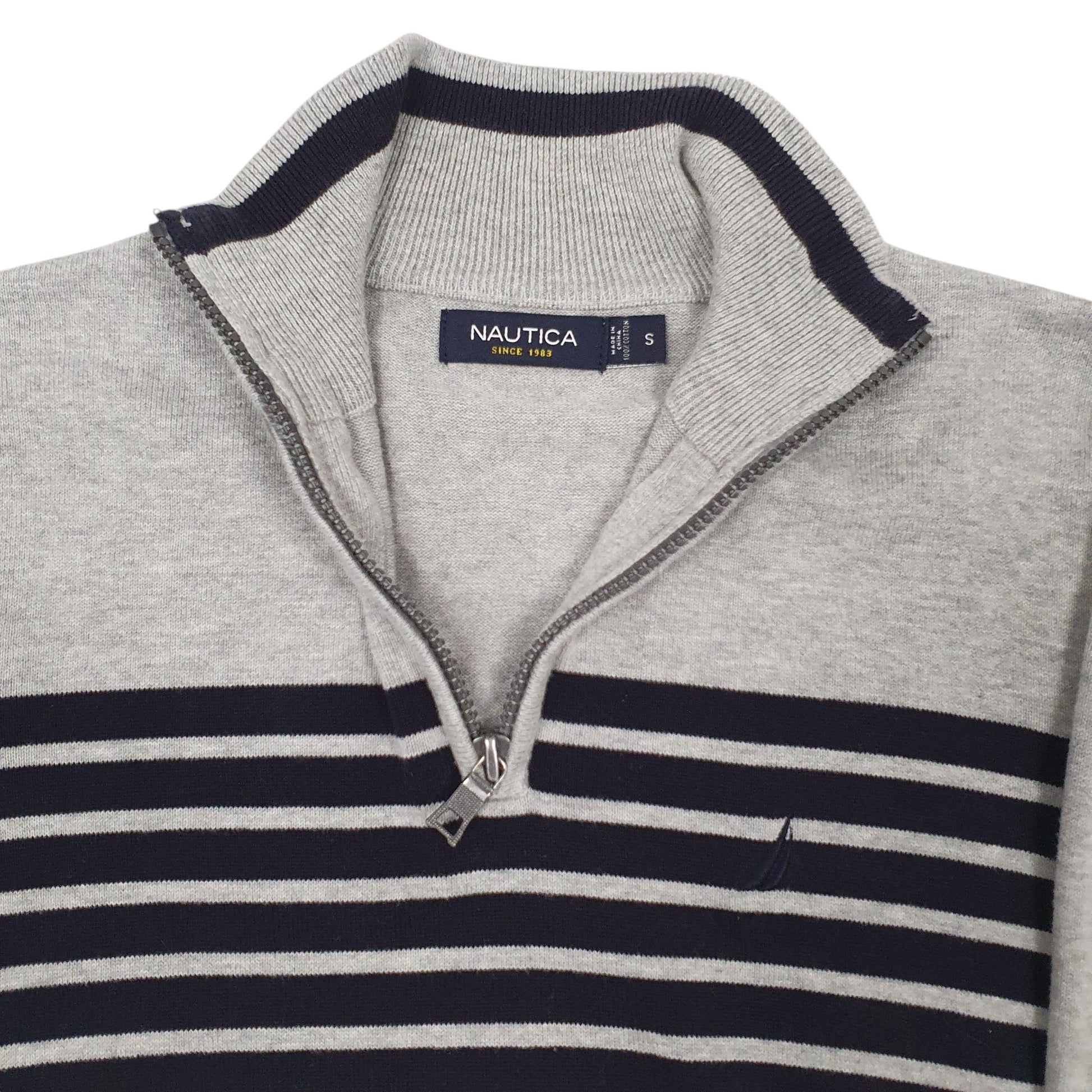 Mens Grey Nautica Knitwear Quarter Zip Jumper