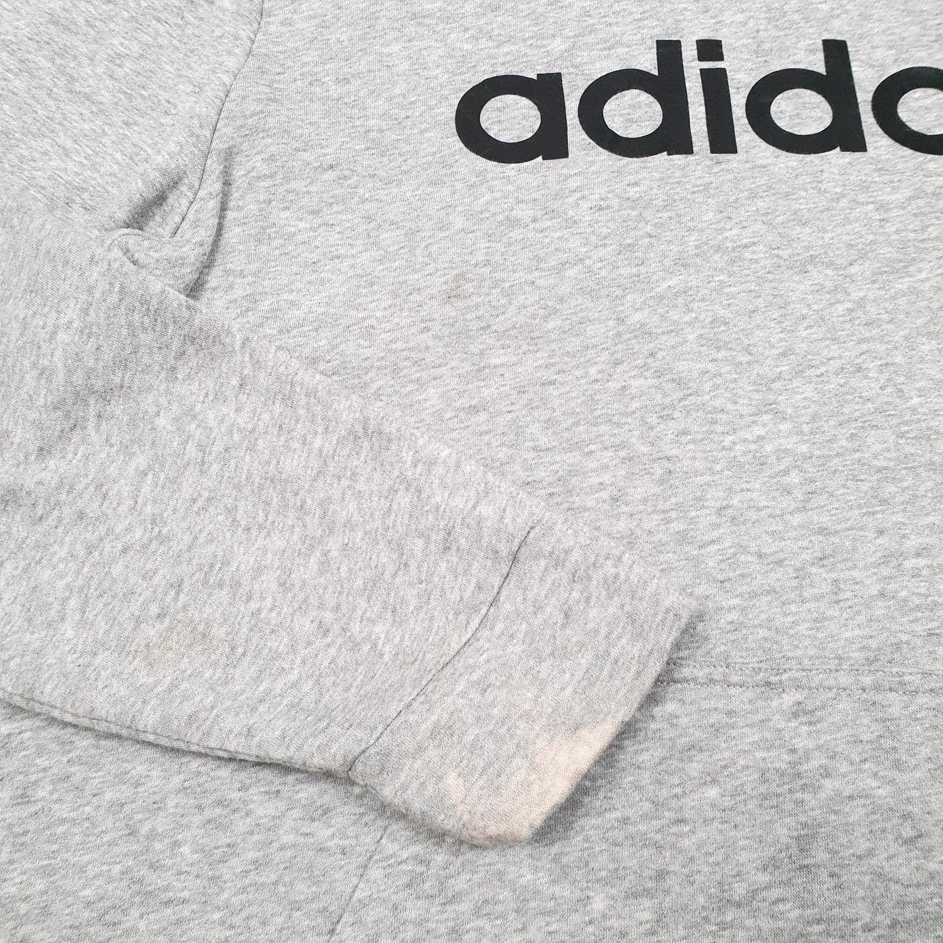 Mens Grey Adidas Spellout Hoodie Jumper