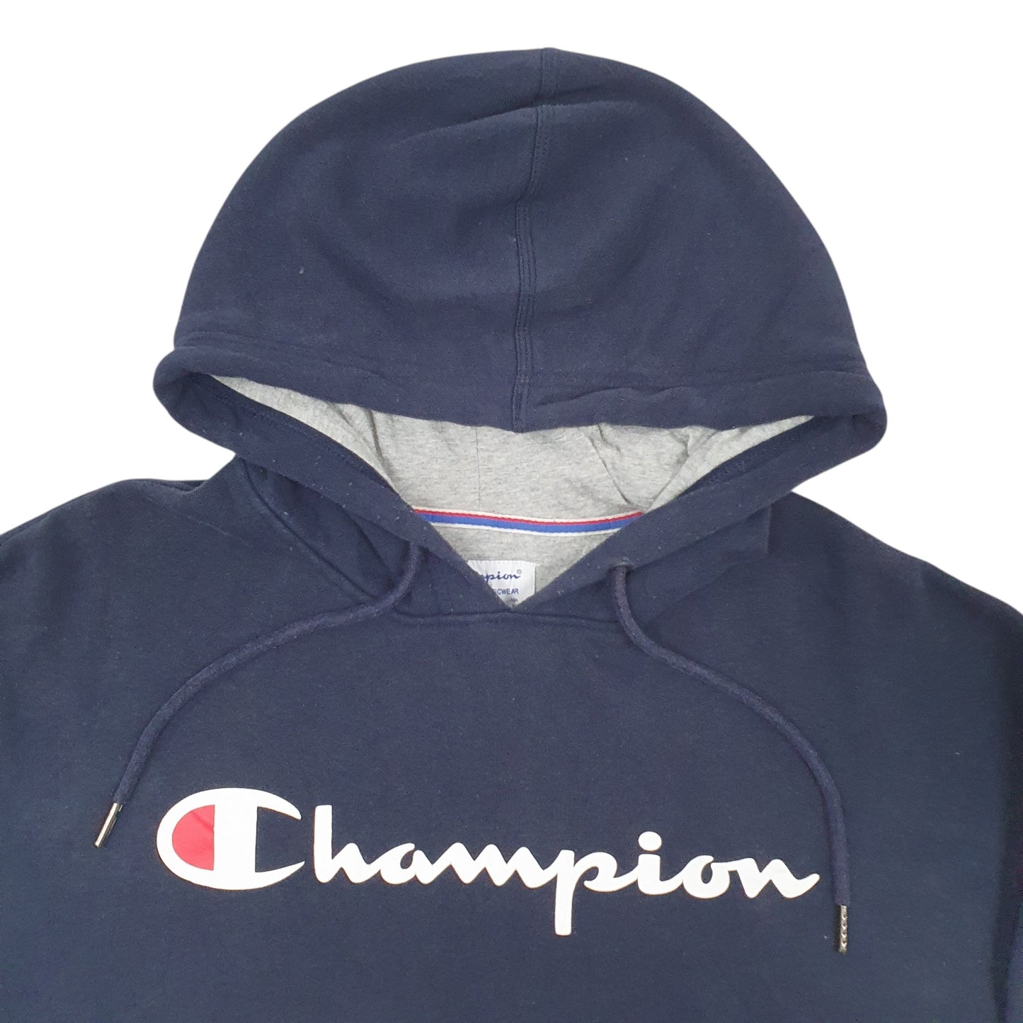 Mens Navy Champion Spellout Hoodie Jumper