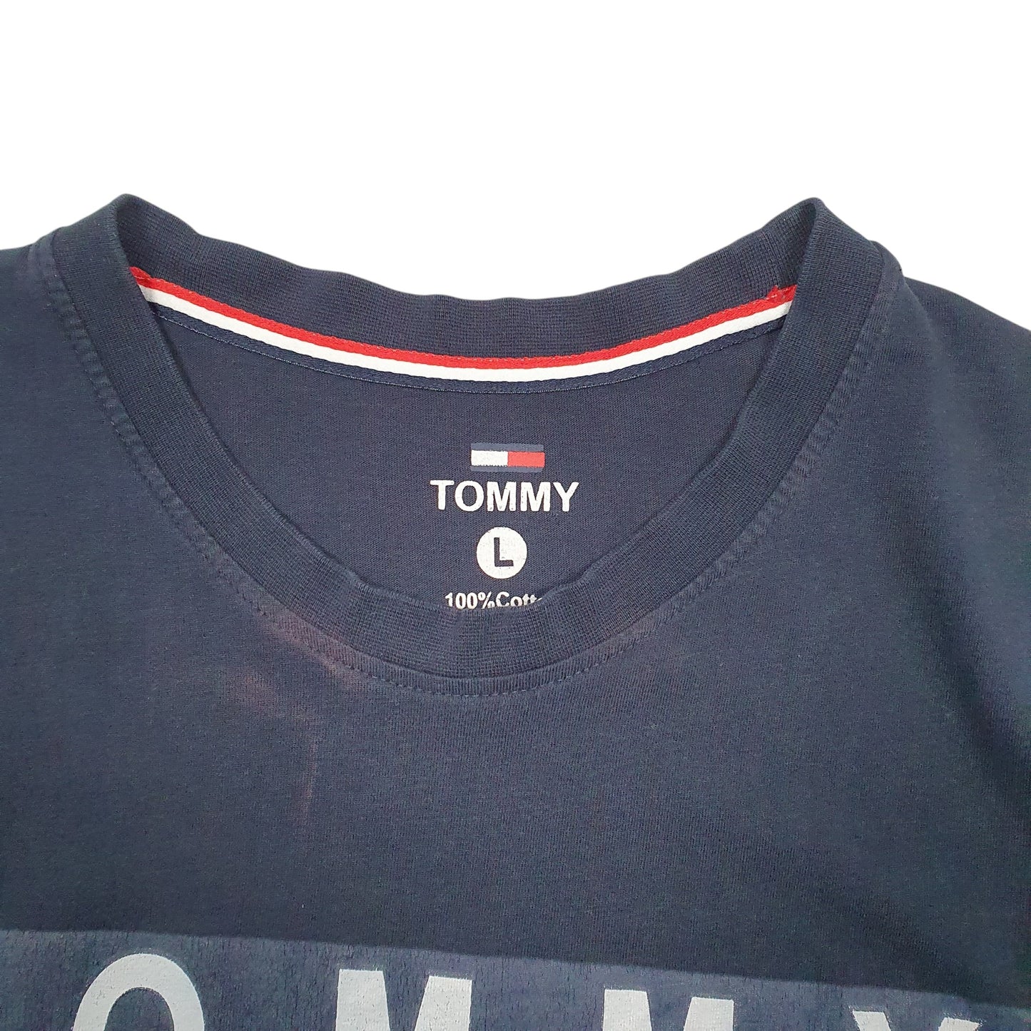 Mens Navy Tommy Hilfiger Jeans Spellout Box Logo Short Sleeve T Shirt