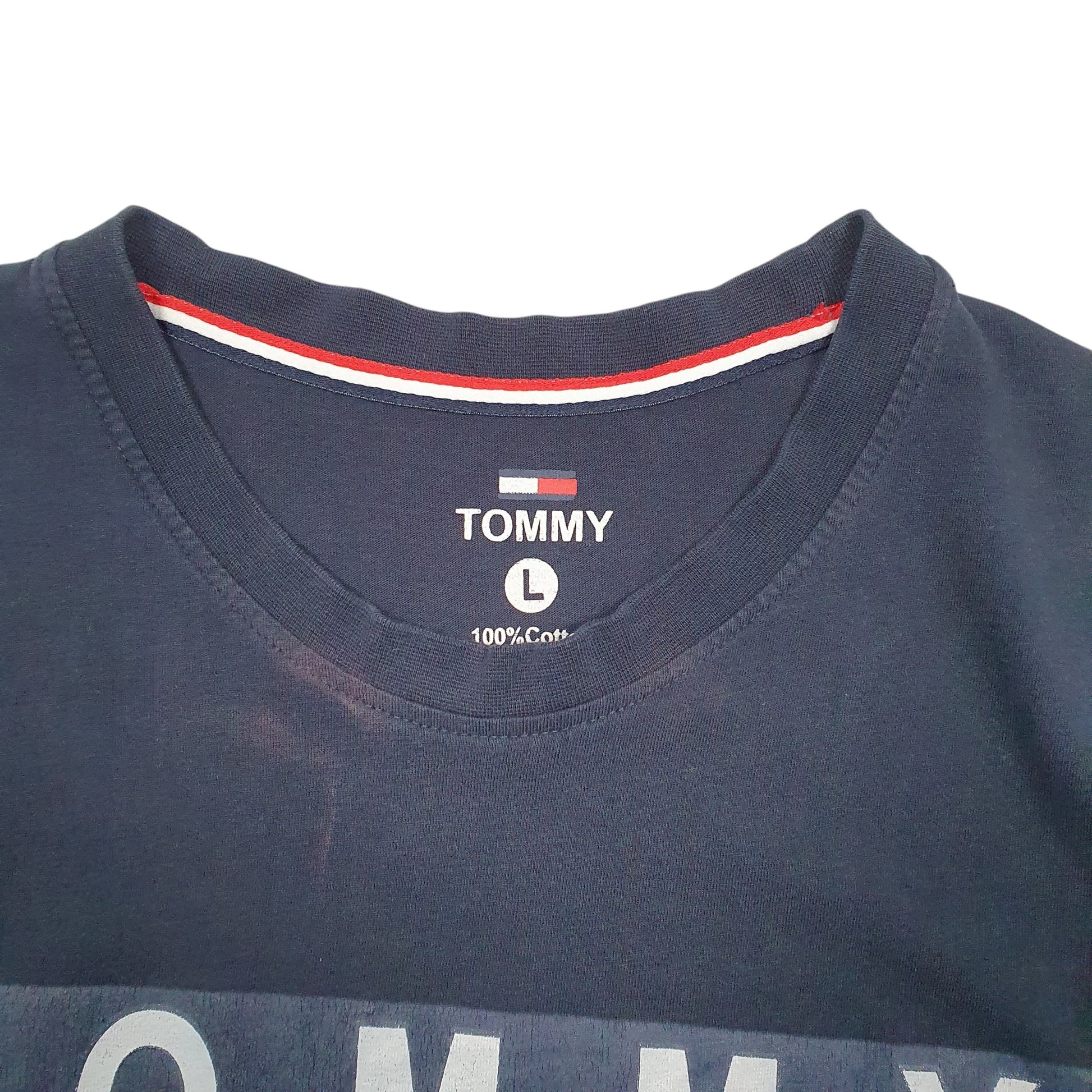 Mens Navy Tommy Hilfiger Jeans Spellout Box Logo Short Sleeve T Shirt