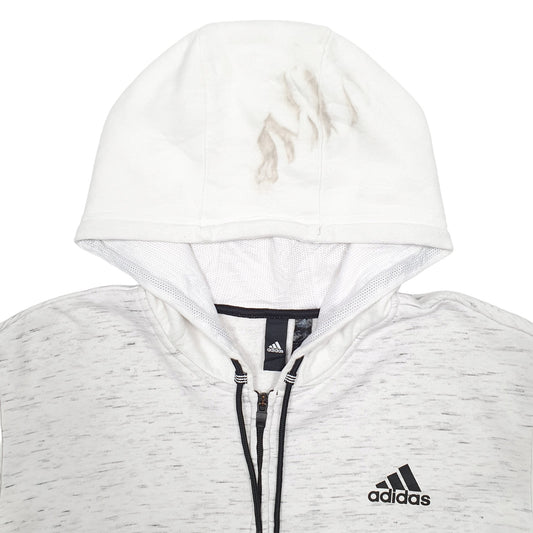 Mens White Adidas  Full Zip Jumper