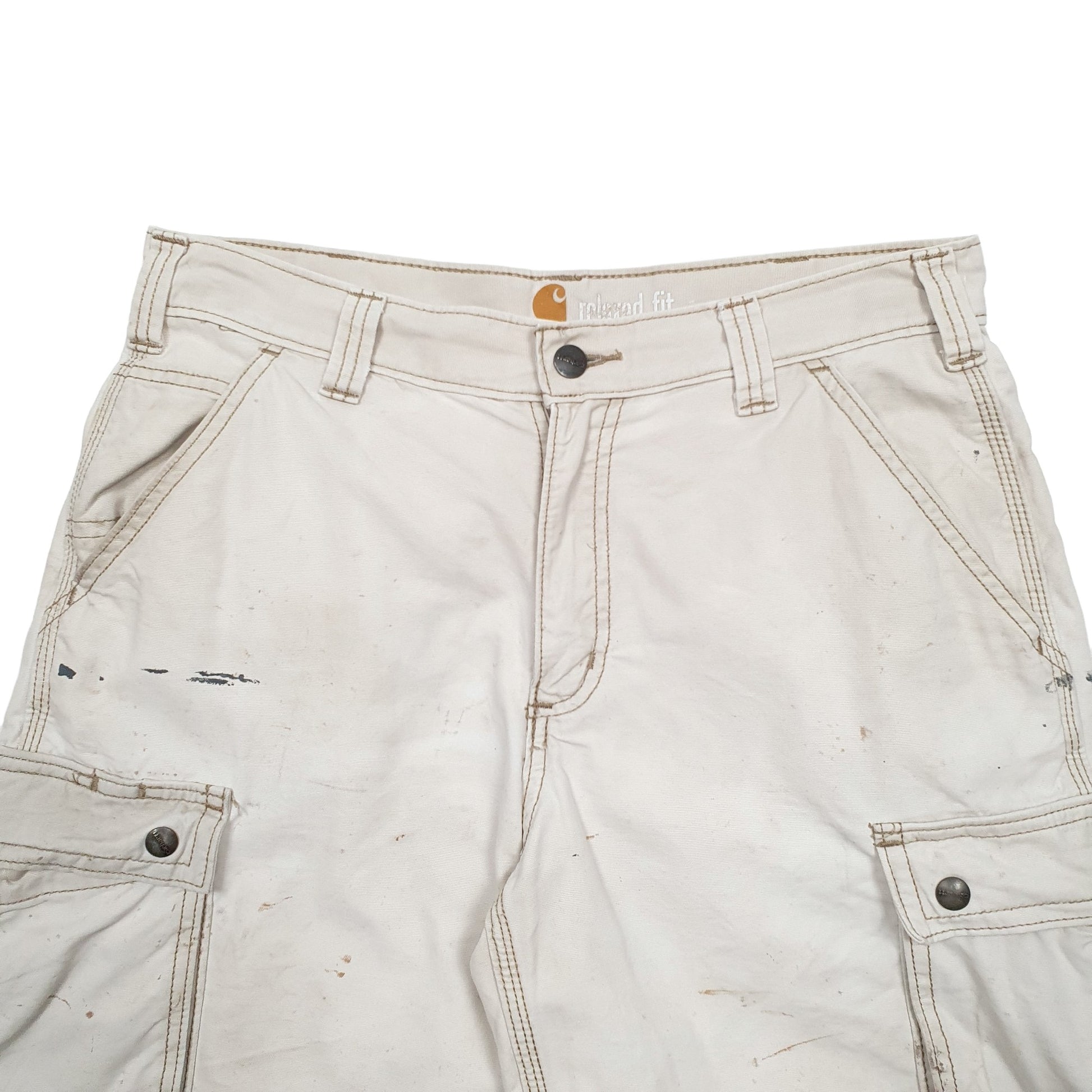 Mens Cream Carhartt Workwear Cargo Shorts