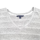 Womens Grey Calvin Klein Stripe Jeans V Neck Short Sleeve T Shirt