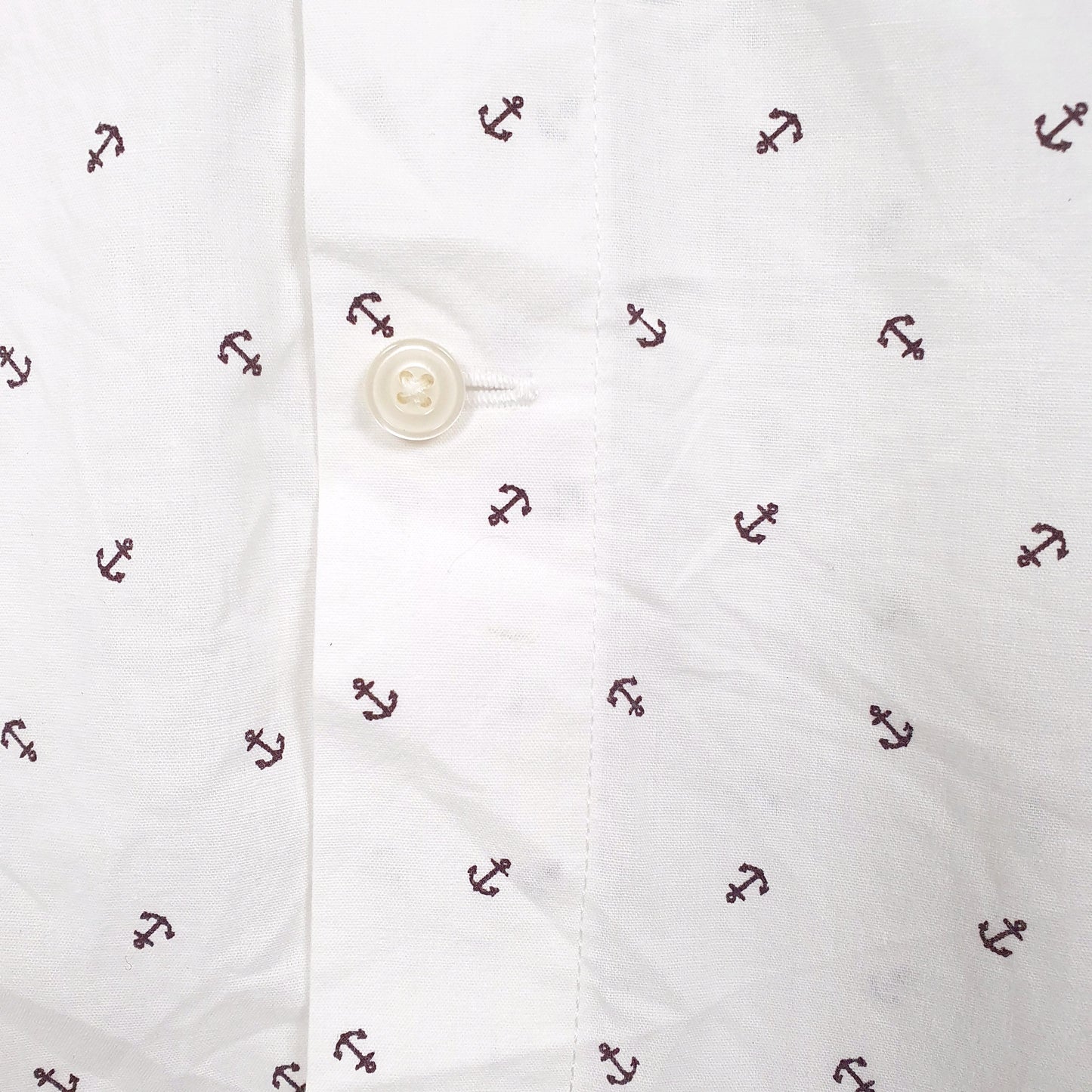 Mens White Dockers Anchors  Nautical Short Sleeve Shirt