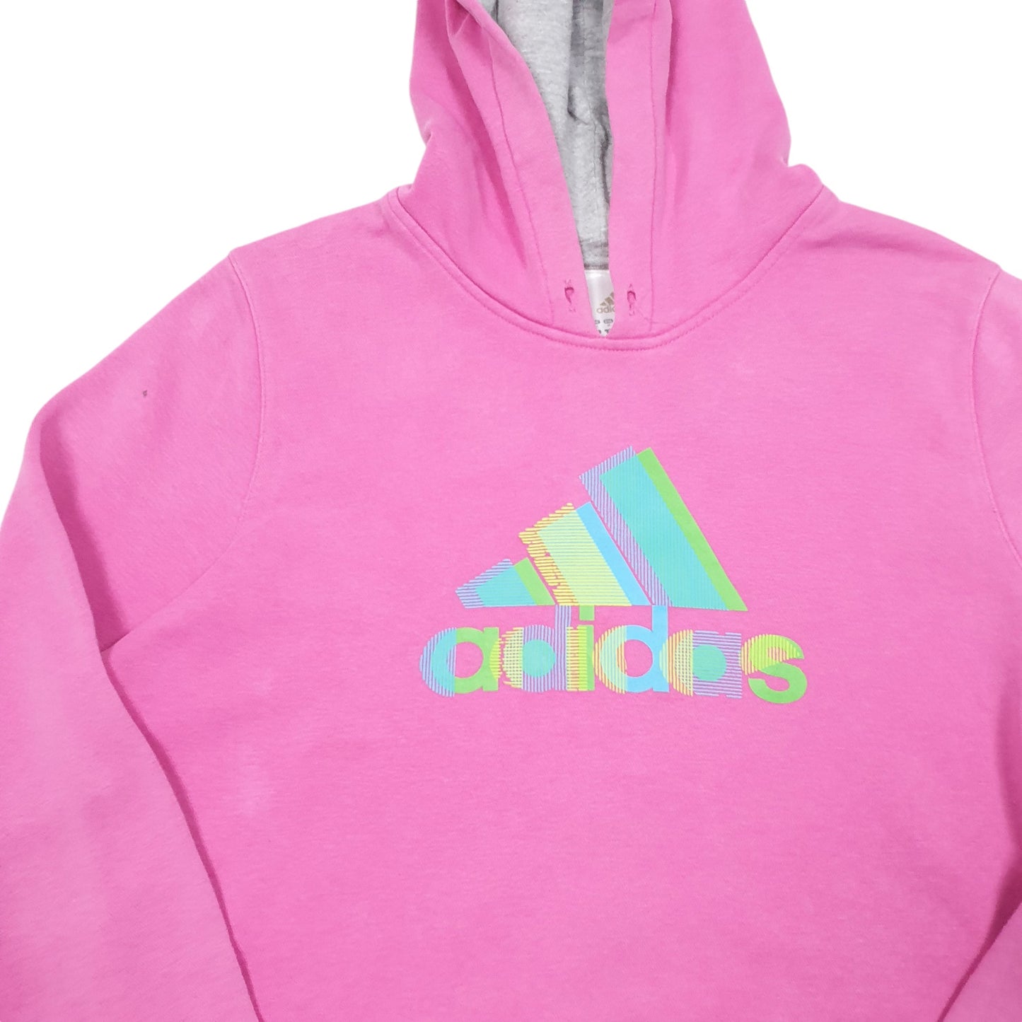 Womens Pink Adidas Spellout Hoodie Jumper