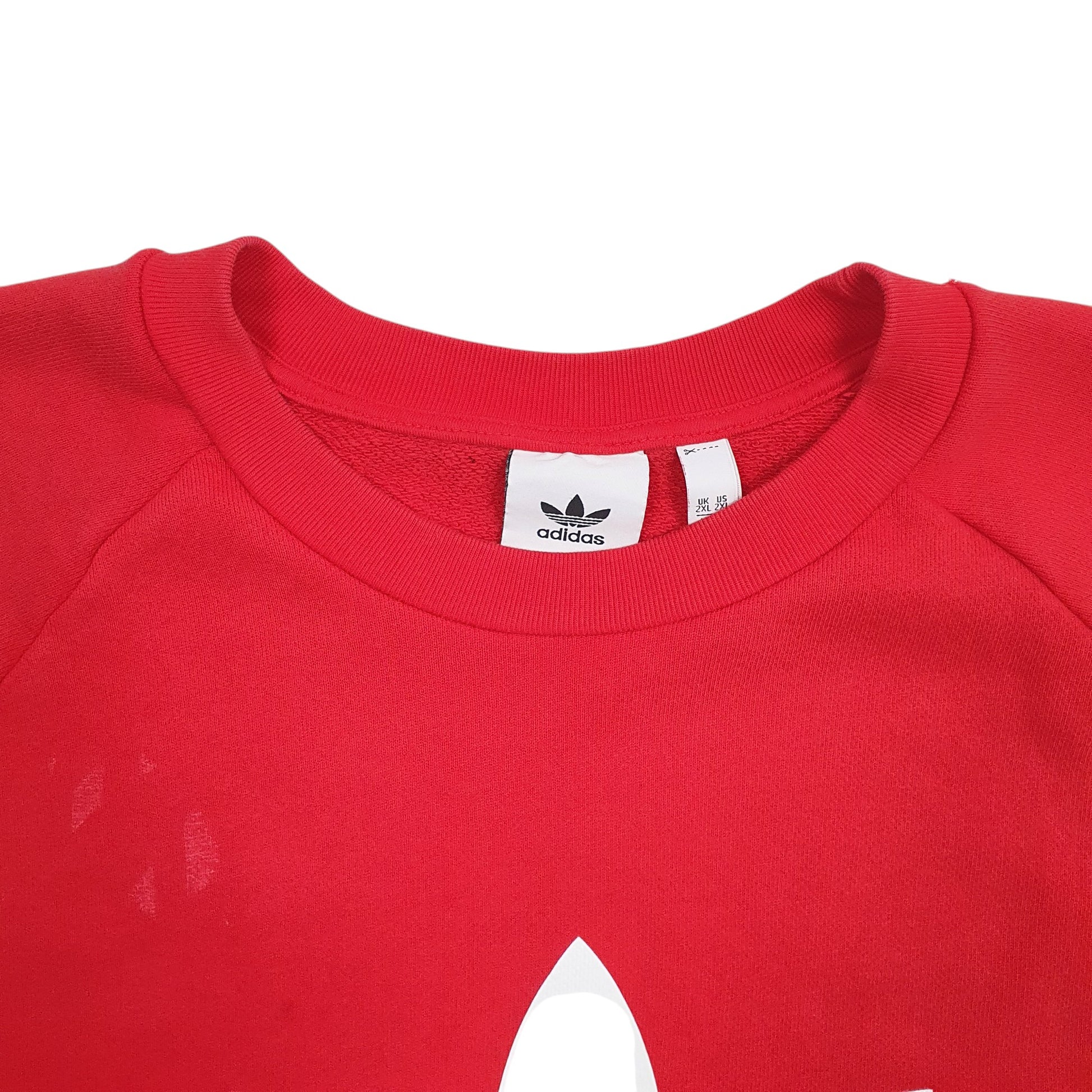 Mens Red Adidas Spellout Crewneck Jumper