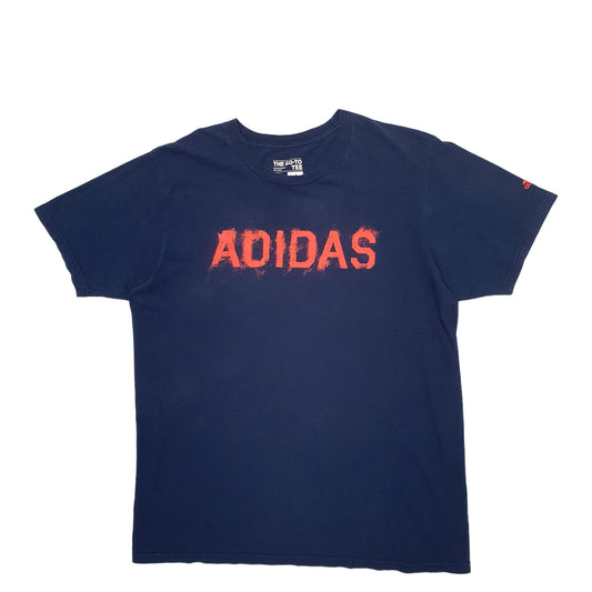 Mens Blue Adidas Spellout Short Sleeve T Shirt