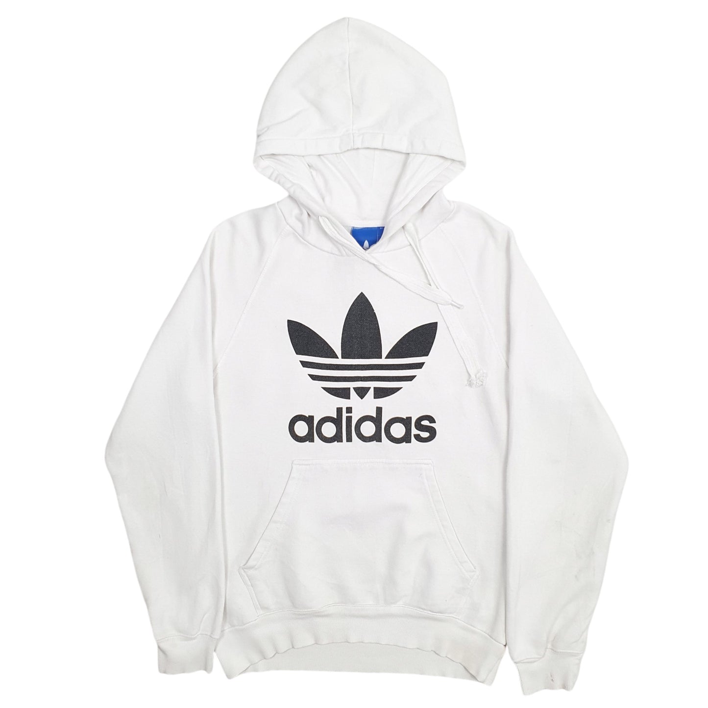 Womens White Adidas Spellout Hoodie Jumper