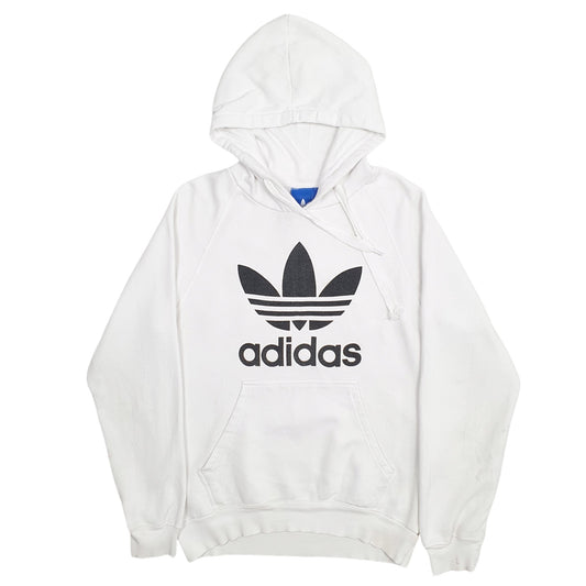 Womens White Adidas Spellout Hoodie Jumper