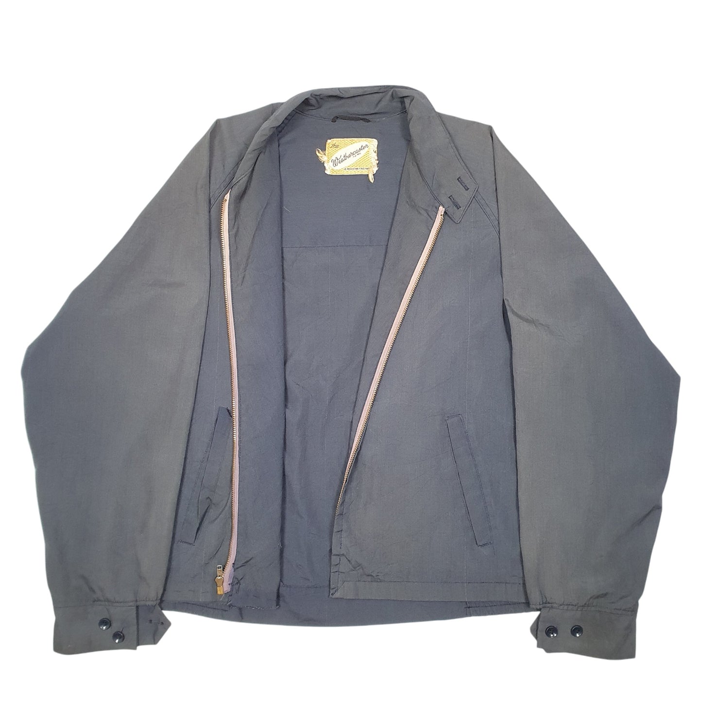 Mens Grey The Weathercaster Vintage 50s 60s Raglan Casual Full Zip Coat