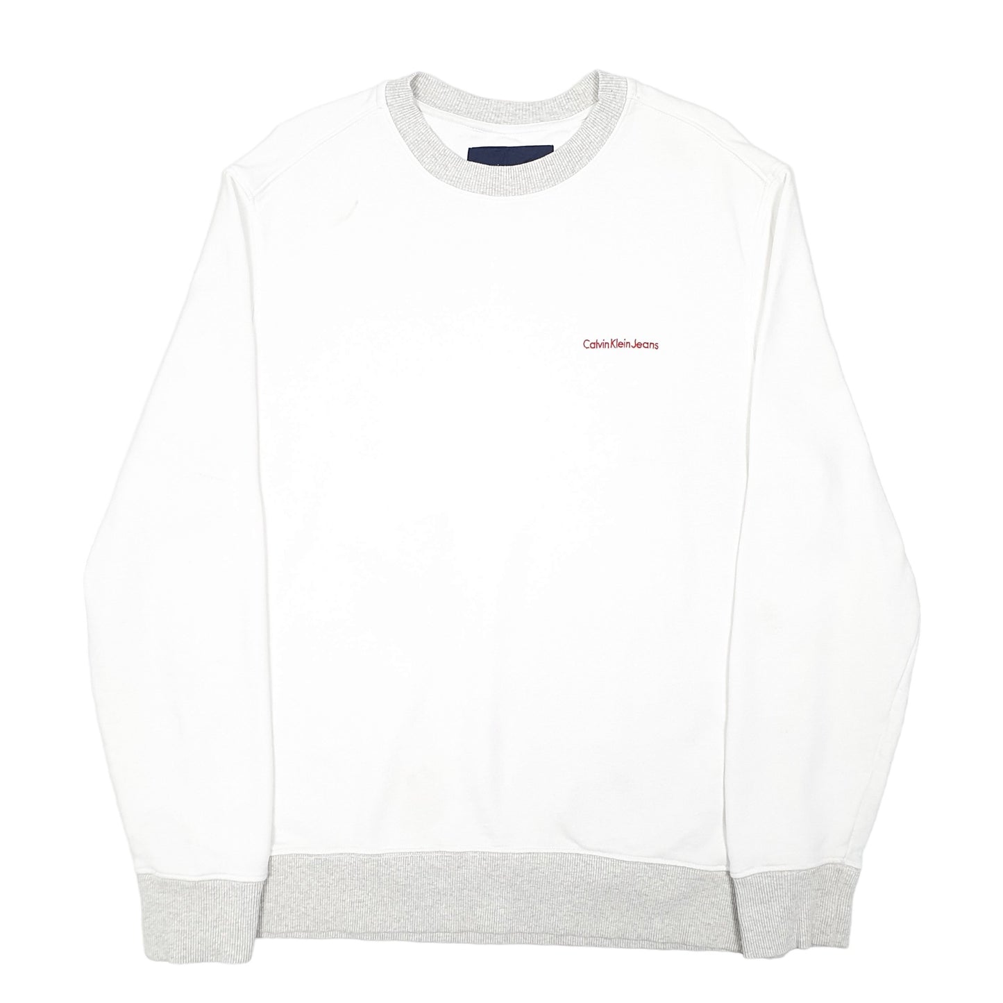 Mens White Calvin Klein Jeans Crewneck Jumper