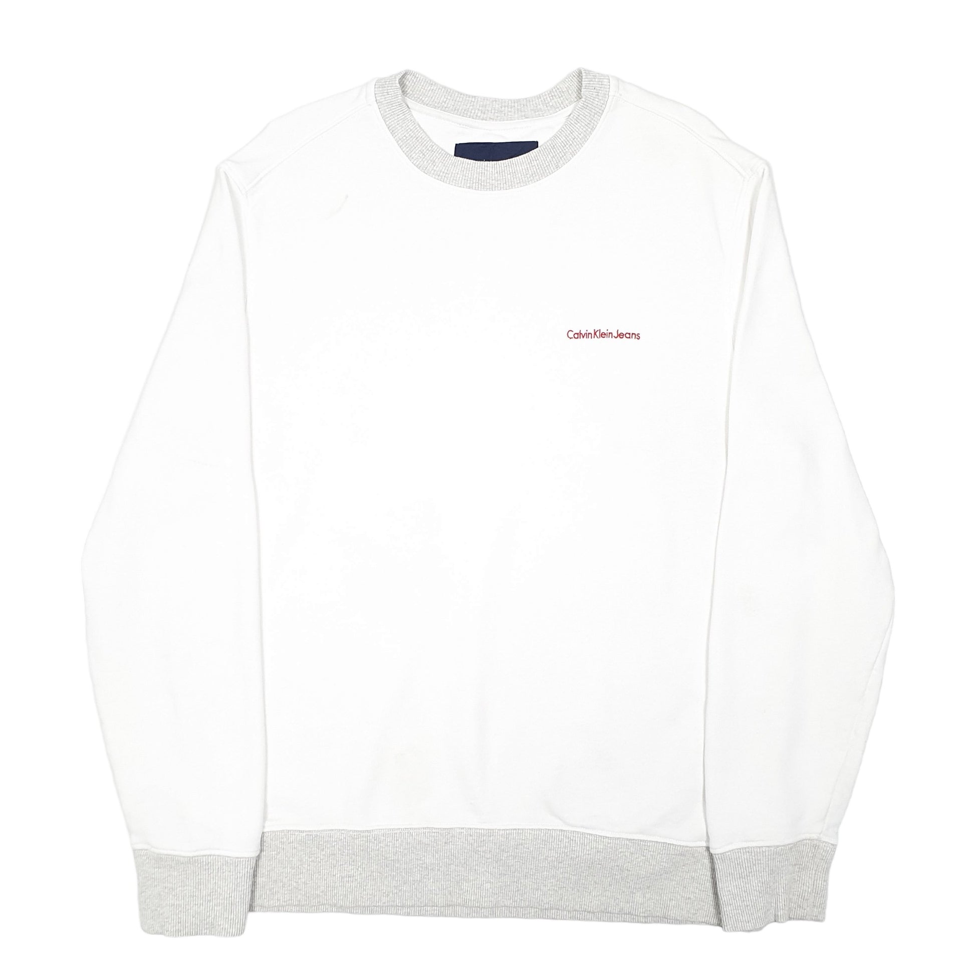 Mens White Calvin Klein Jeans Crewneck Jumper