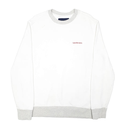 Mens White Calvin Klein Jeans Crewneck Jumper