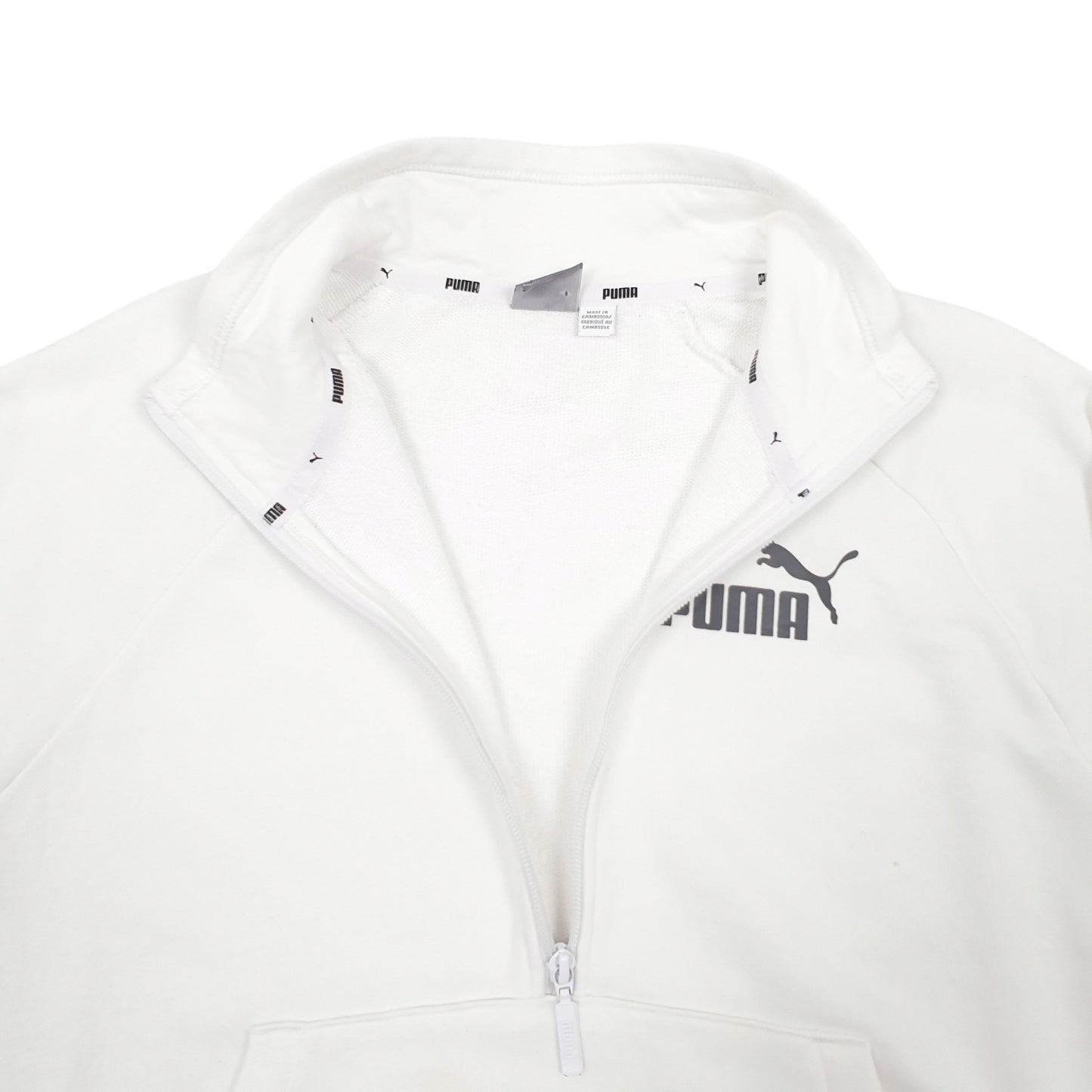 Womens White Puma  Quarter Zip Jumper