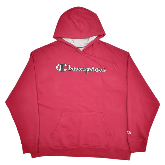 Mens Burgundy Champion Spellout Hoodie Jumper
