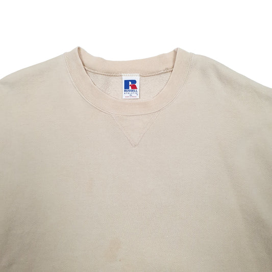 Mens Cream Russell Athletic  Crewneck Jumper
