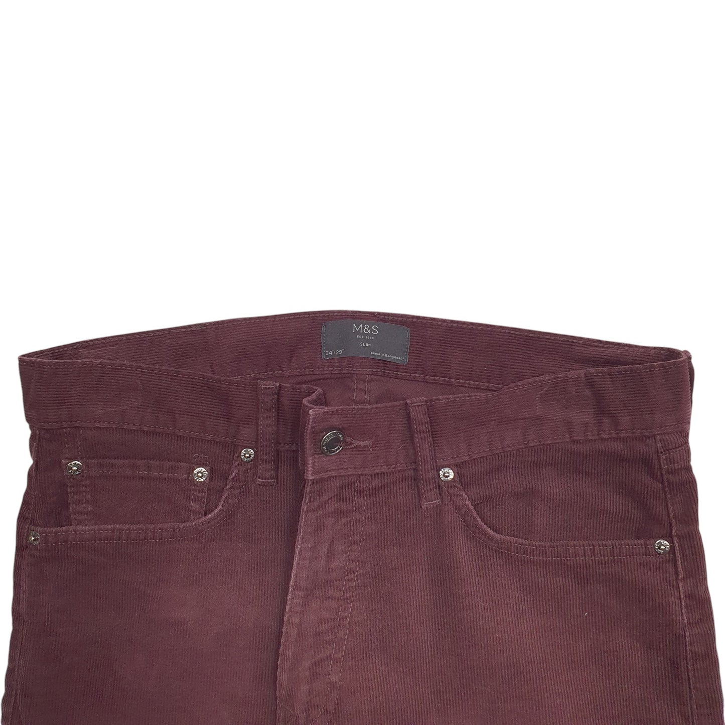 Mens Burgundy M&S  Corduroy Trousers
