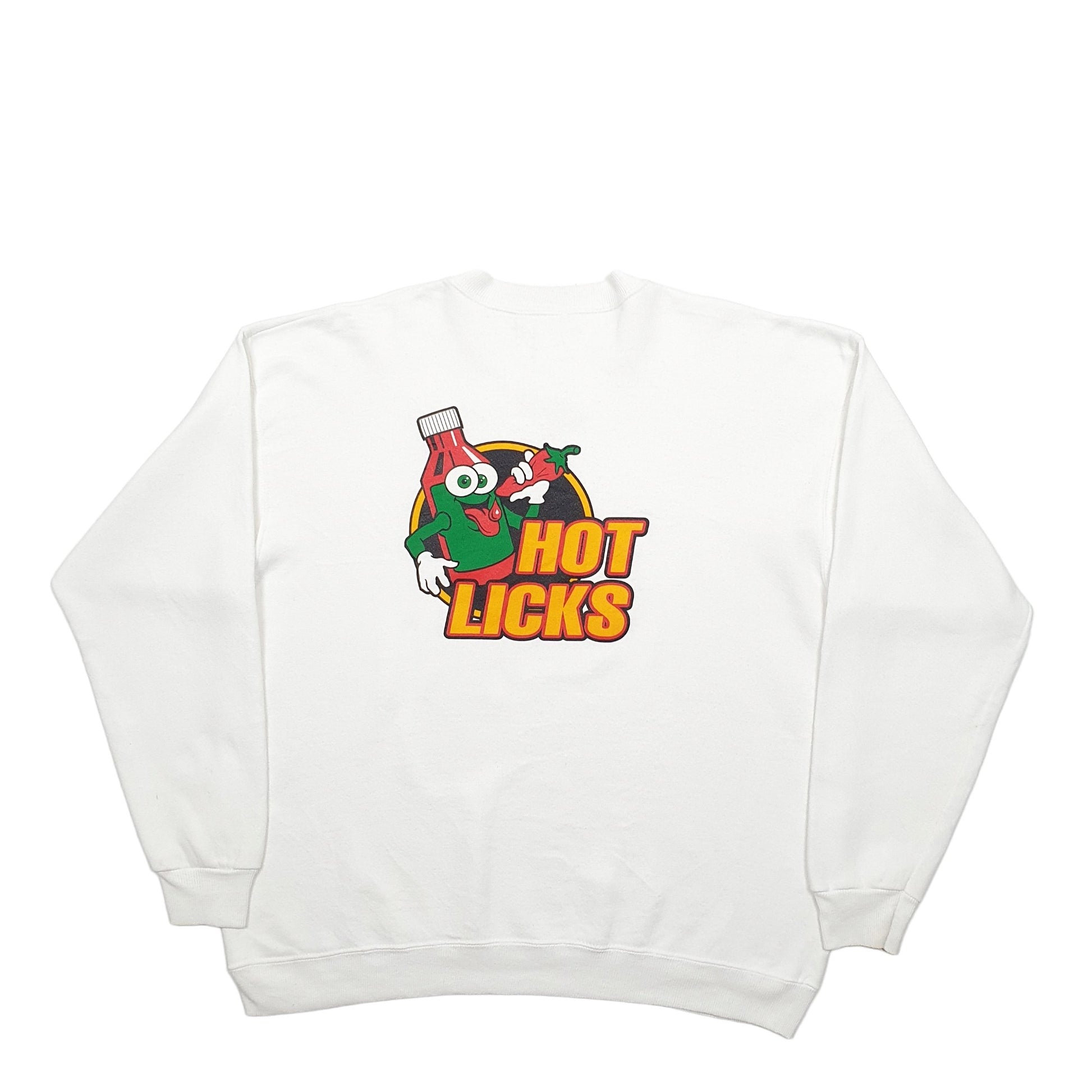 Mens White Lee Hot Licks Heavyweight Made In USA Vintage Crewneck Jumper