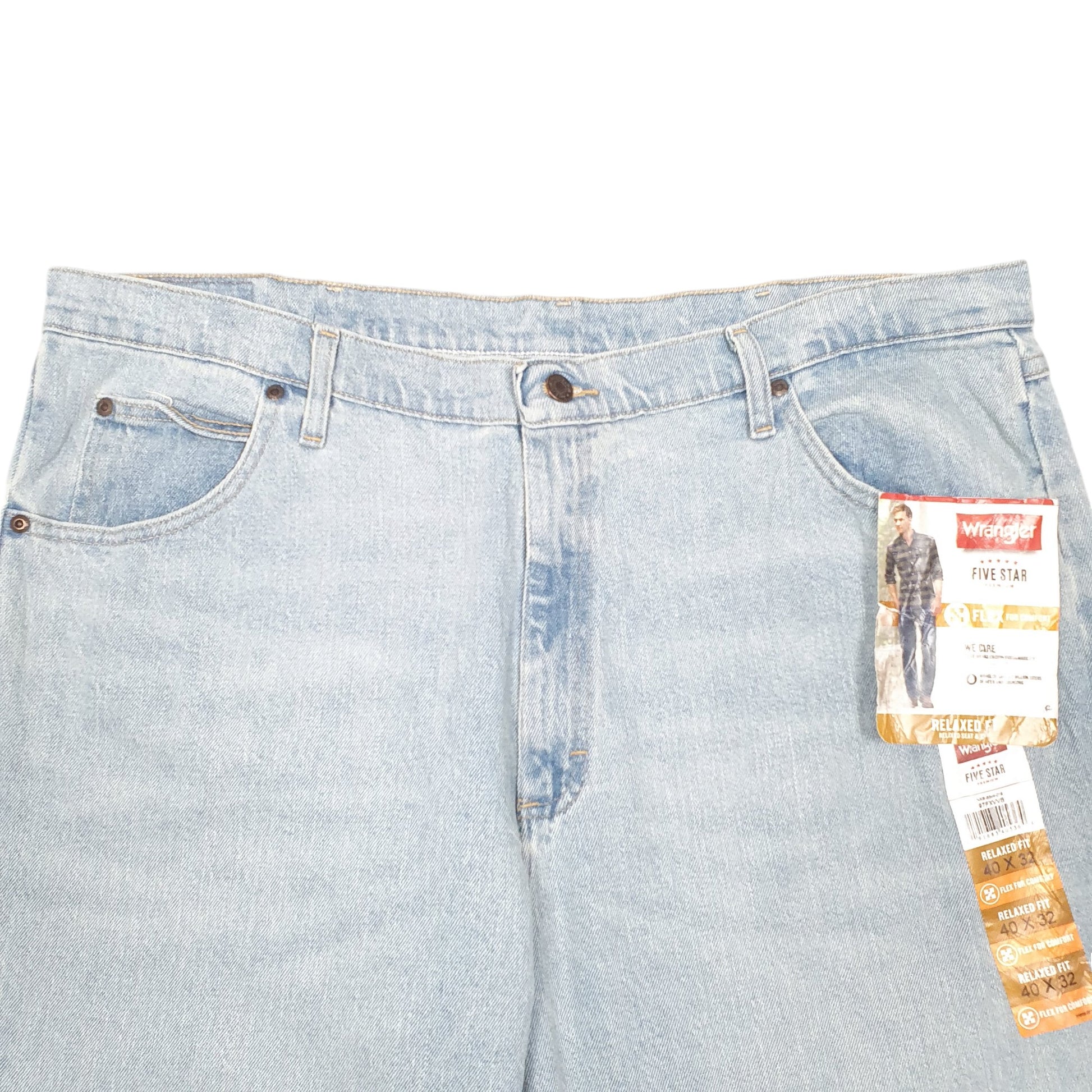 Mens Blue Wrangler Relaxed Five Star Flex Stretch Casual JeansW40 L32